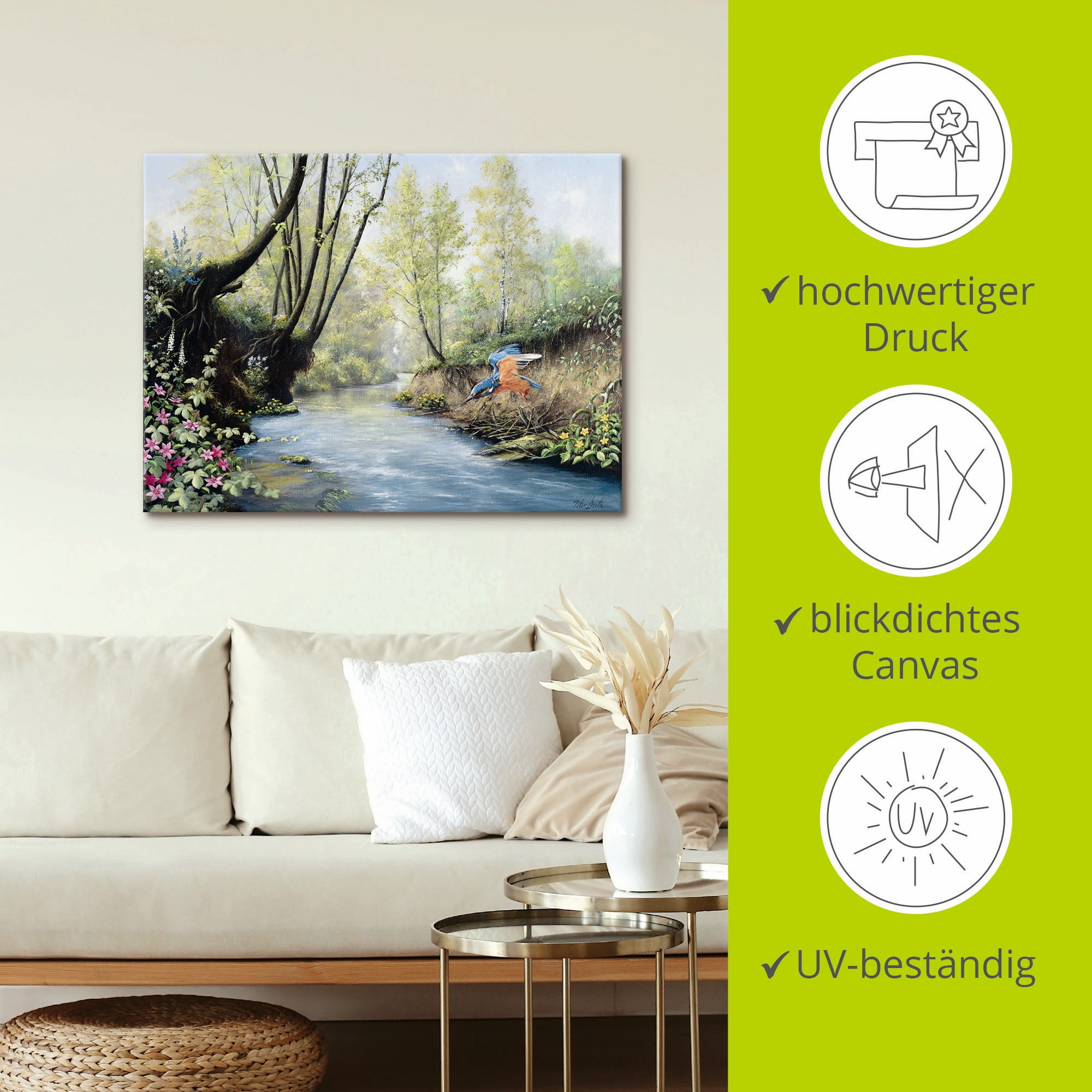 Artland Tableau sur toile »Eisvogel III« 1 cuis tlg. auf Holzrahmen gespannt