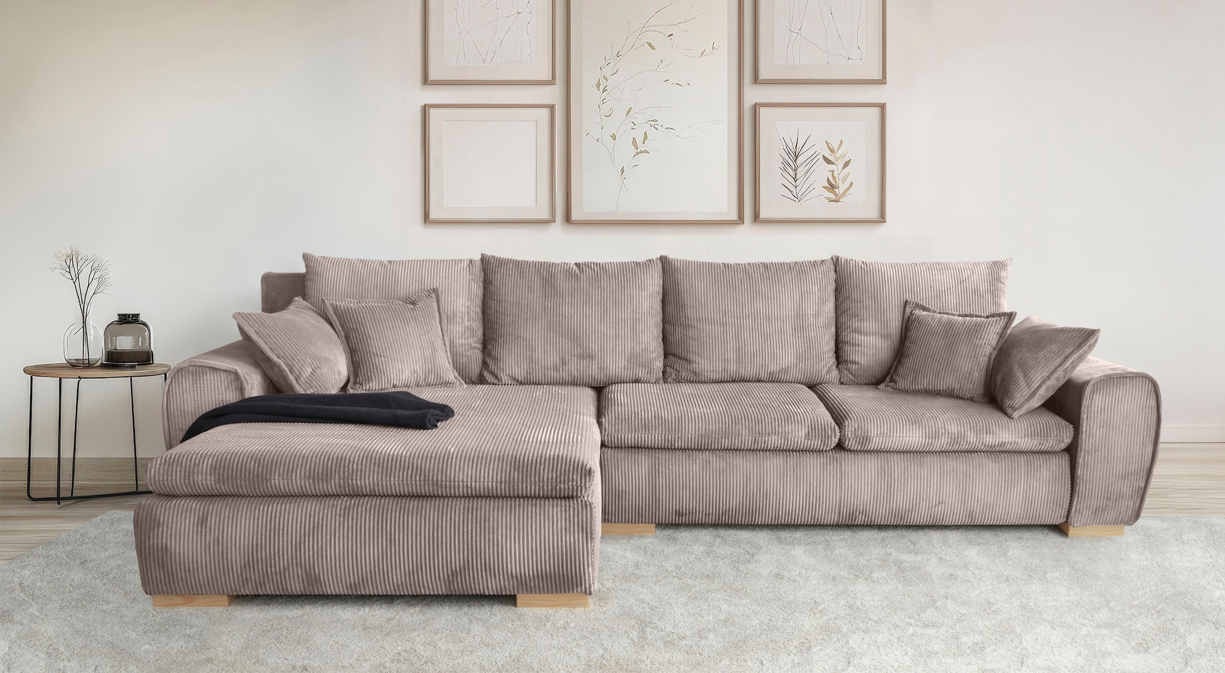 Home affaire Ecksofa »Katja L-Form, B: 325 cm - OTTO. Verlässliche Qualität.« mit Bettfunktion, Bettkasten & 4 Zierkissen