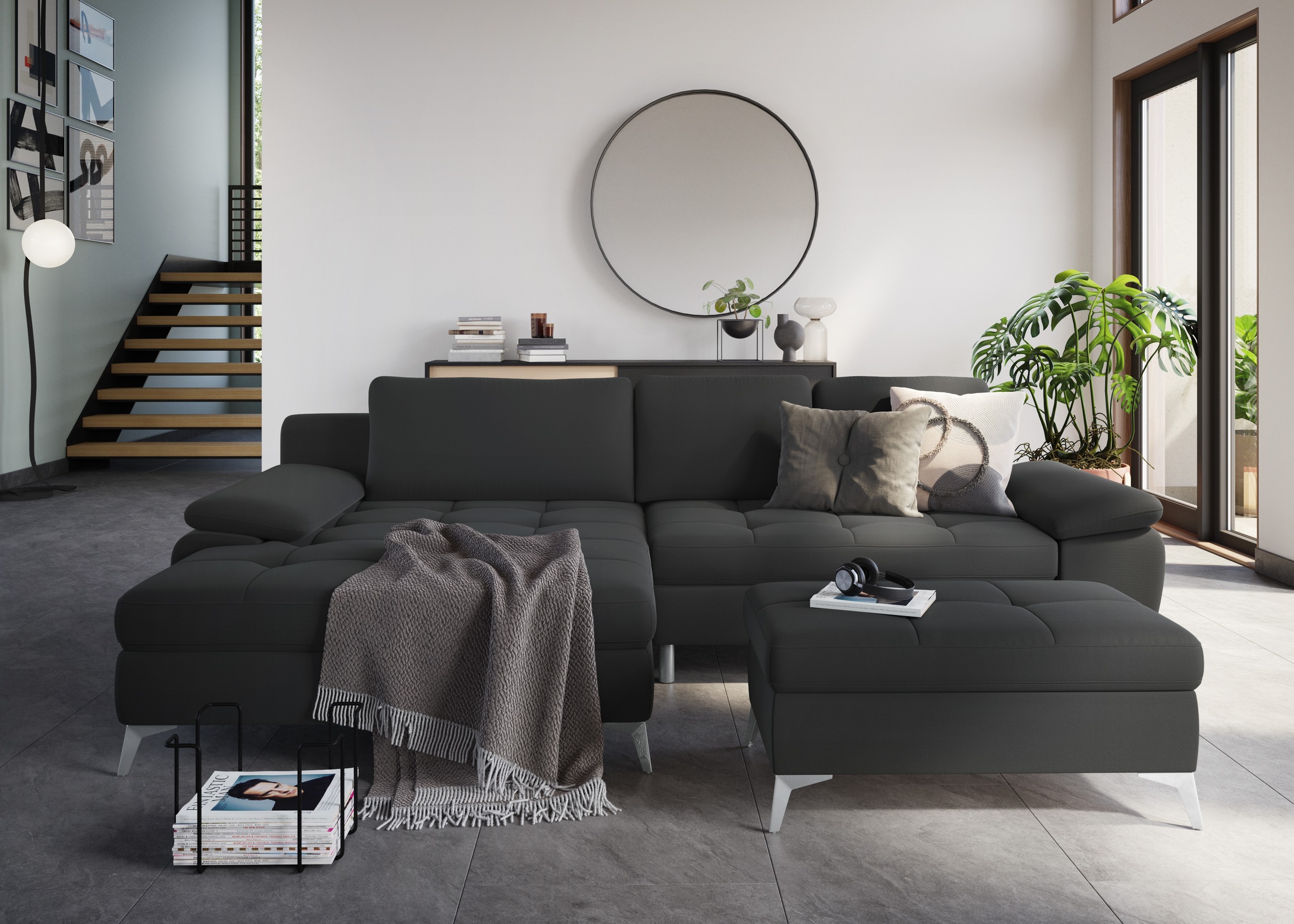 sit&more Ecksofa »Latigo L-Form«, mit Mega-Recamiere, wahlweise mit Bettfunktion und Bettkasten