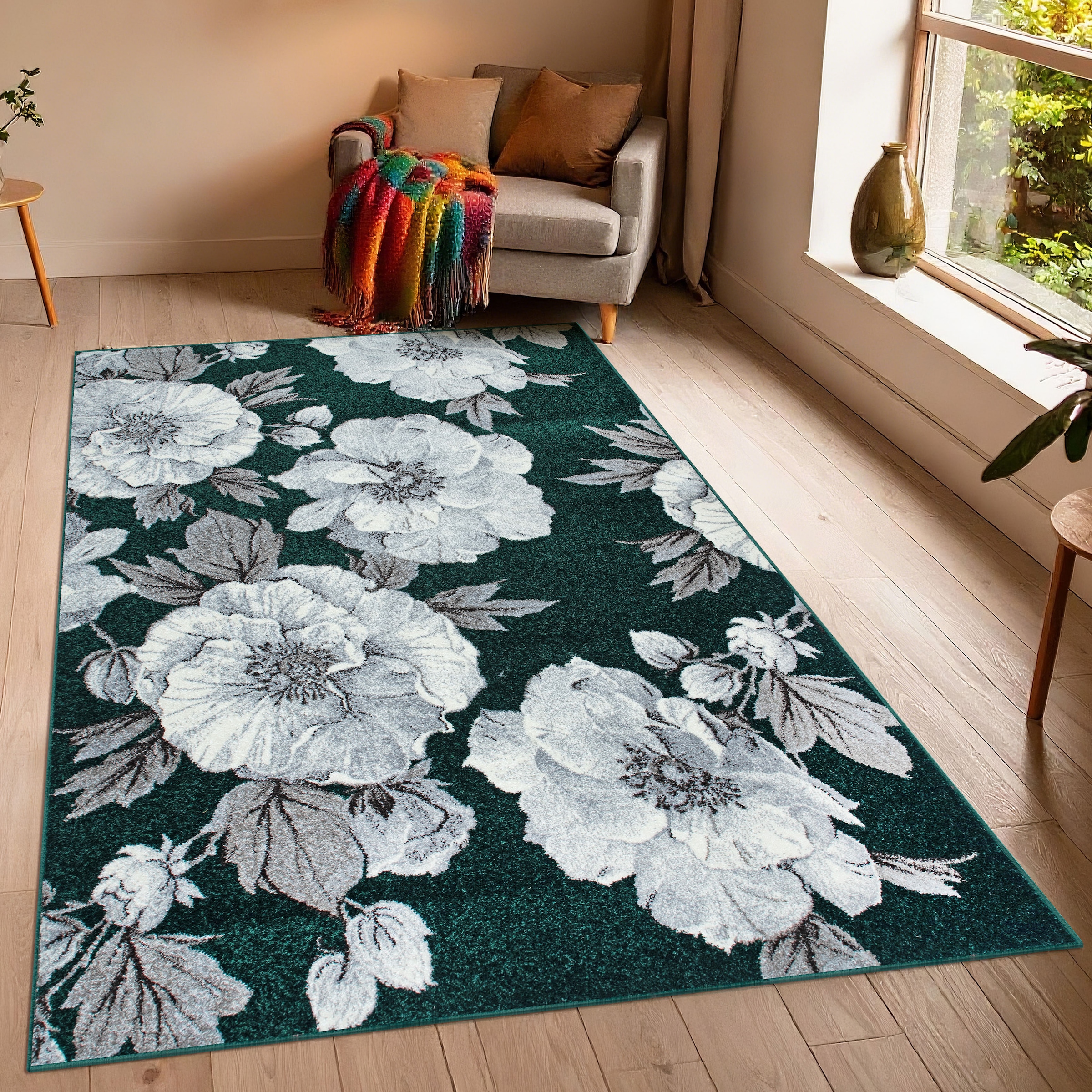 GOODproduct Teppich »Florent, Blumen Design, Vintage« rechteckig 9 mm Höhe Floral, detailreiche Blüten, Botanical, elegant, Wohnzimmer