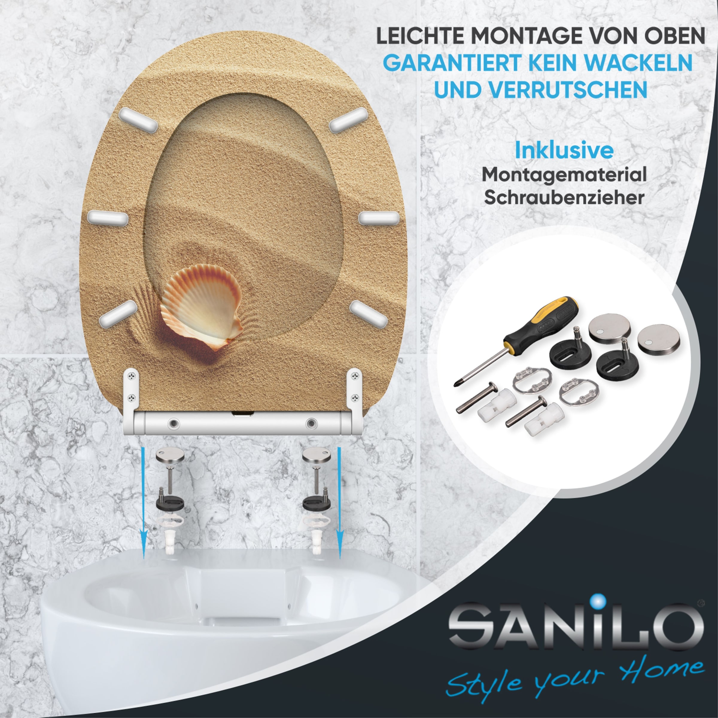 Sanilo WC-Sitz »Clam mit Absenkautomatik & Quick Release« Premium Toilettendeckel, abnehmbar, leichte Montage von oben