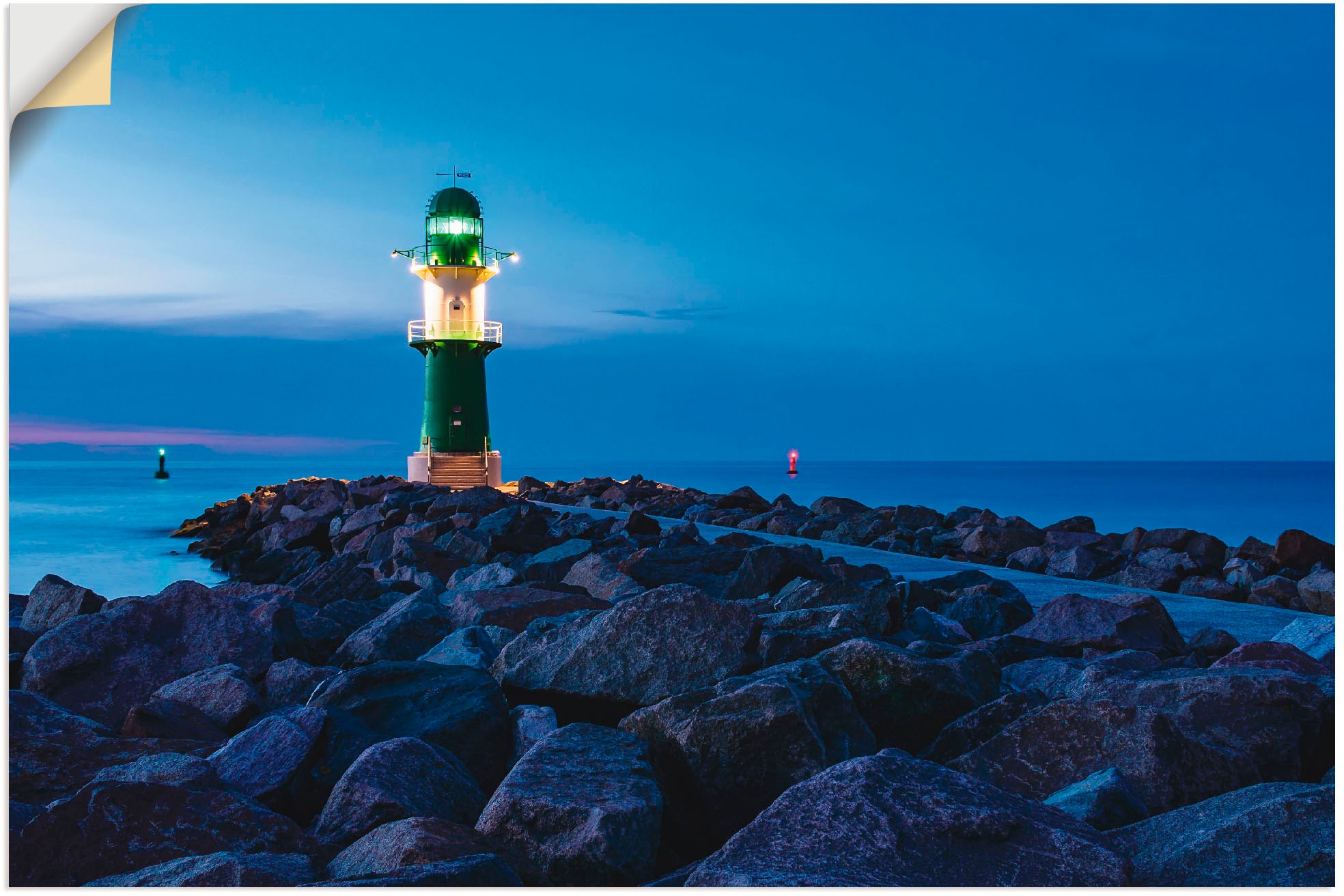 Image of Artland Wandbild »Mole bei Nacht in Warnemünde«, Küste, (1 St.), in vielen Grössen & Produktarten - Alubild / Outdoorbild für den Aussenbereich, Leinwandbild, Poster, Wandaufkleber / Wandtattoo auch für Badezimmer geeignet bei Ackermann Versand Schweiz