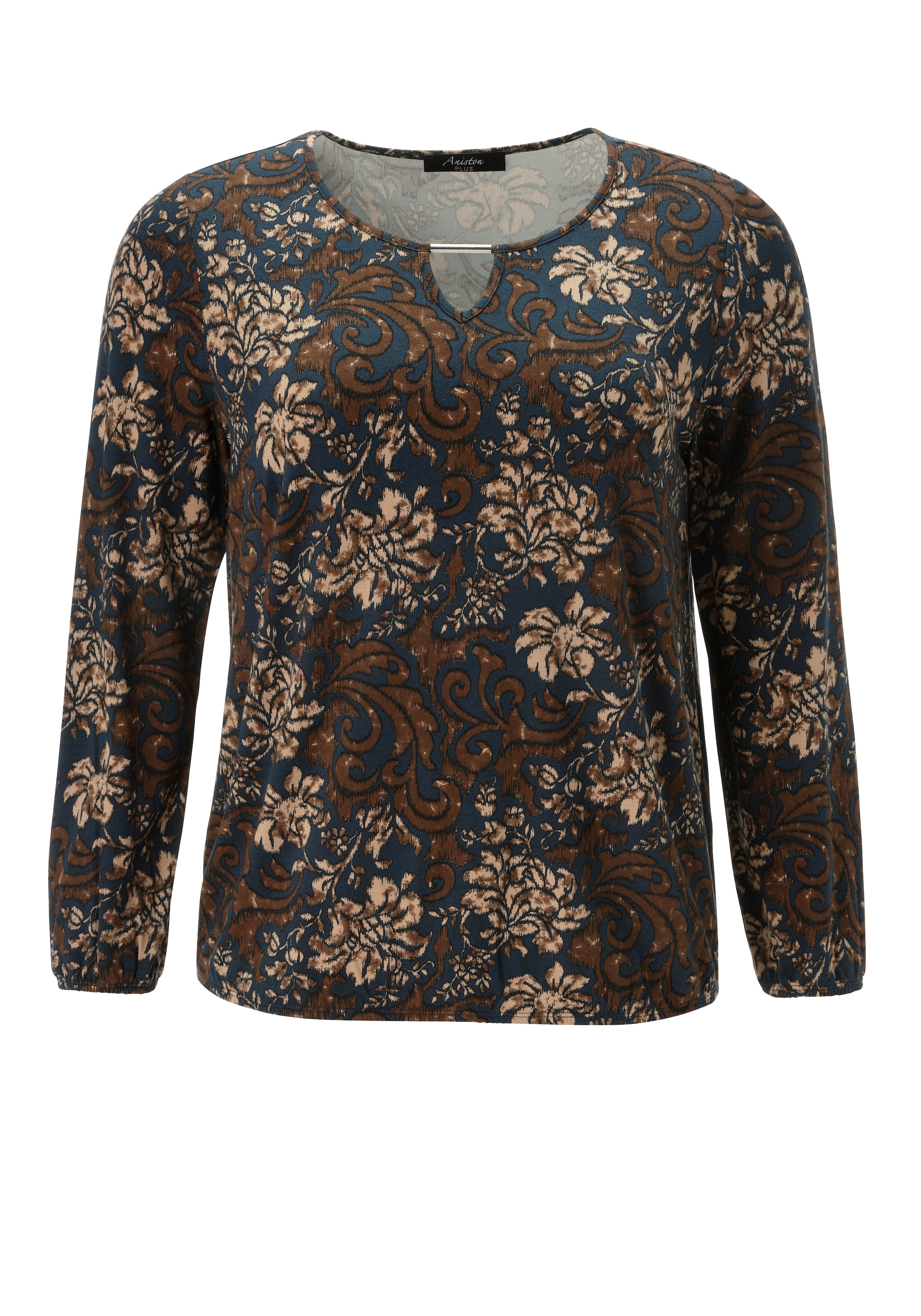 Aniston PLUS Langarmshirt mit silberfarbenem Schmuckstäbchen