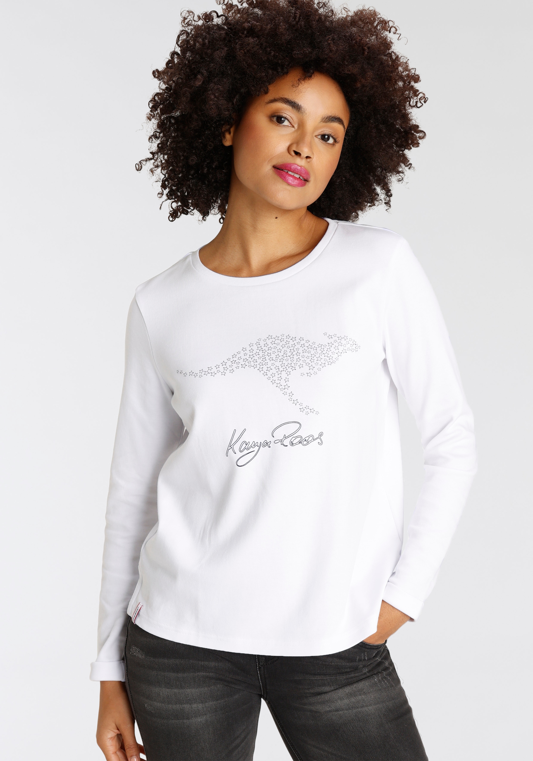 KangaROOS Sweatshirt, Langarm, figurumspielend, unifarben, mit Rundhalsausschnitt