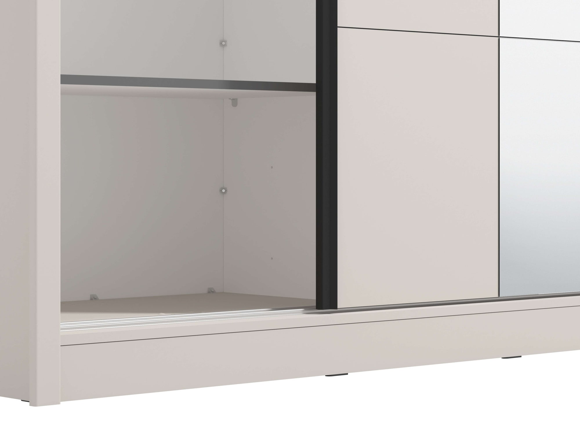 INOSIGN Schwebetürenschrank »Albi, Schlafzimmerschrank, Wäscheschrank in cashmere oder weiss«, Kleiderschrank mit Spiegel MIT Innenausstattung,FSC®-zertifiziert