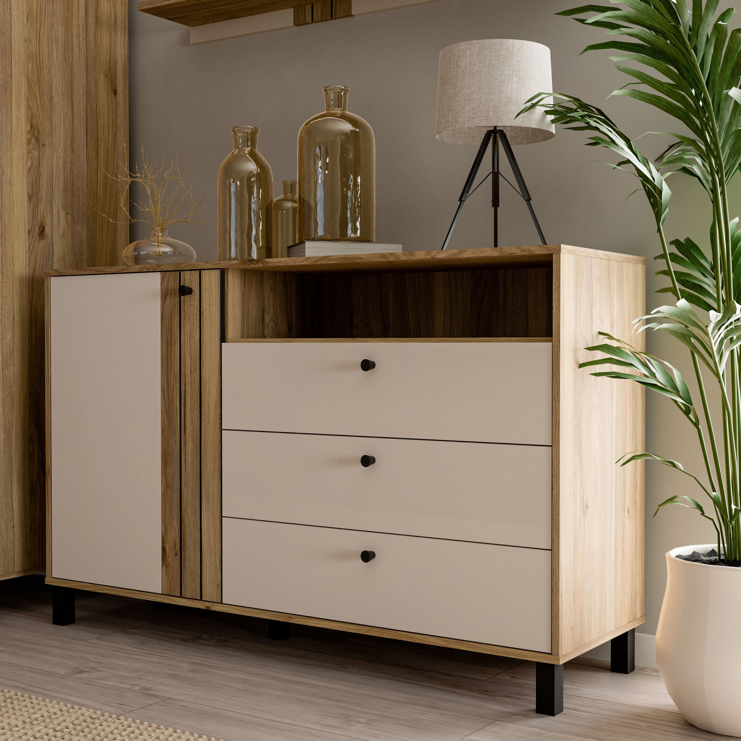 Image of FORTE Sideboard "Killarney" Sideboard, Stauraum, Soft Close, Metallgriffe