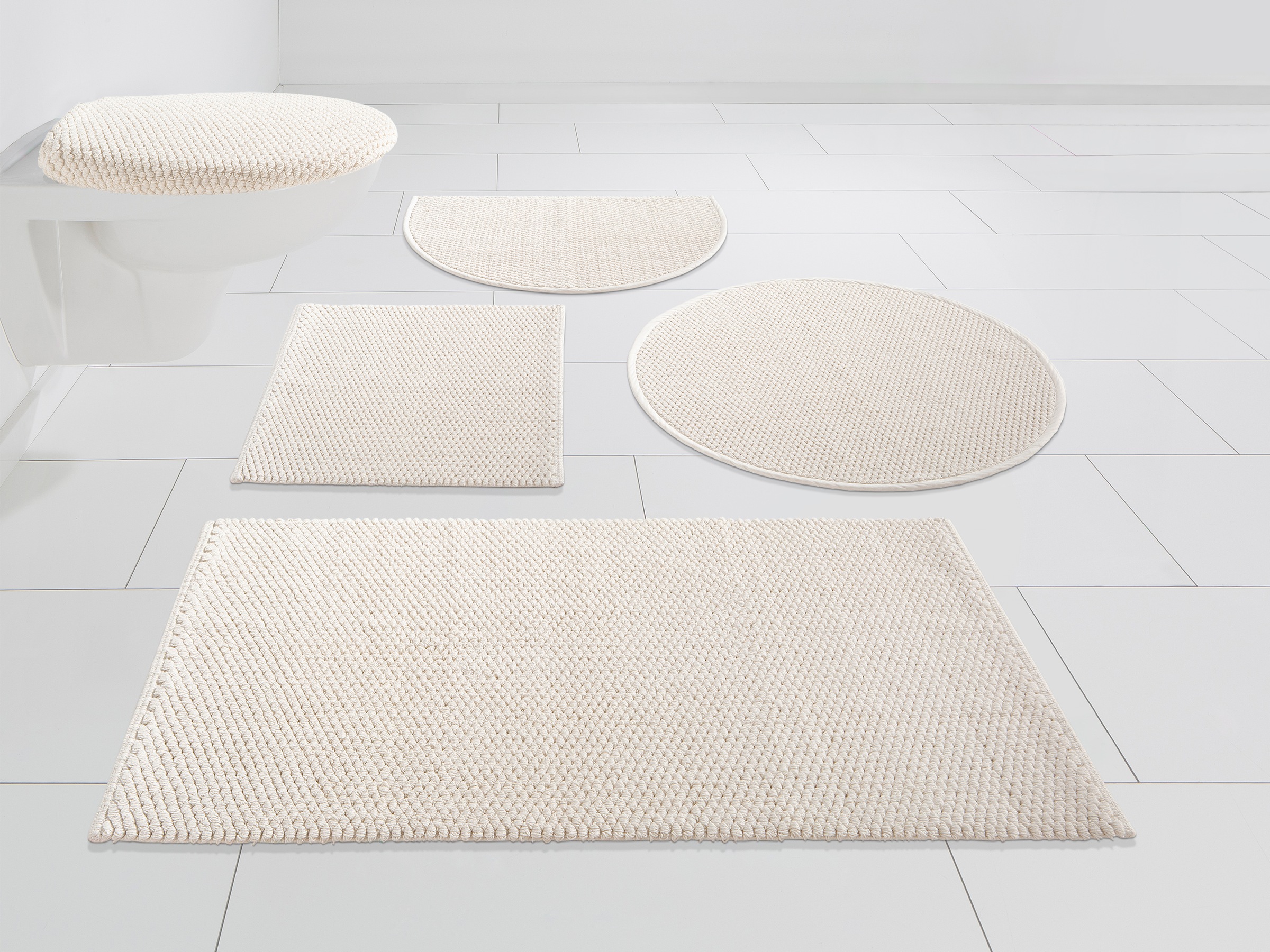 my home Badematte »Dalia, Badvorleger, Badezimmer Teppich«, fussbodenheizungsgeeignet-strapazierfähig, Baumwolle, Badteppich, Badematten auch als 2-teiliges Set erhältlich