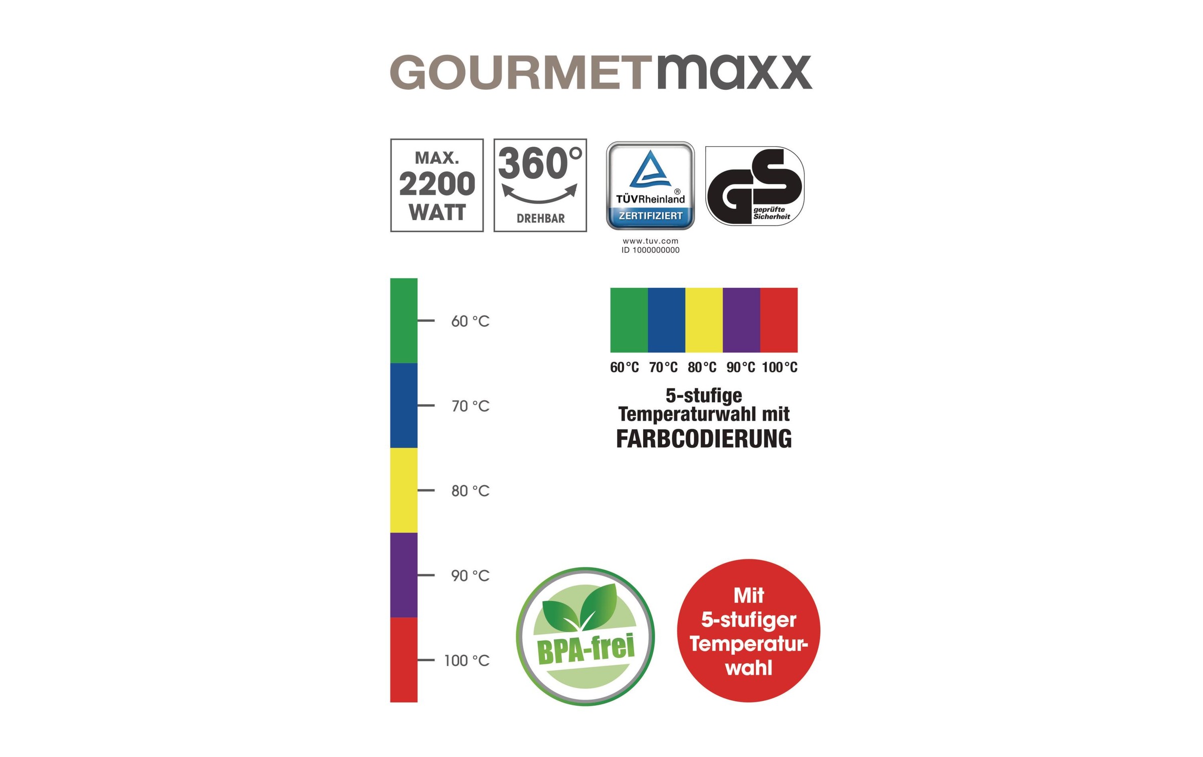 Wasserkocher »Gourmetmaxx LED«, 1,8 l, 2200 W