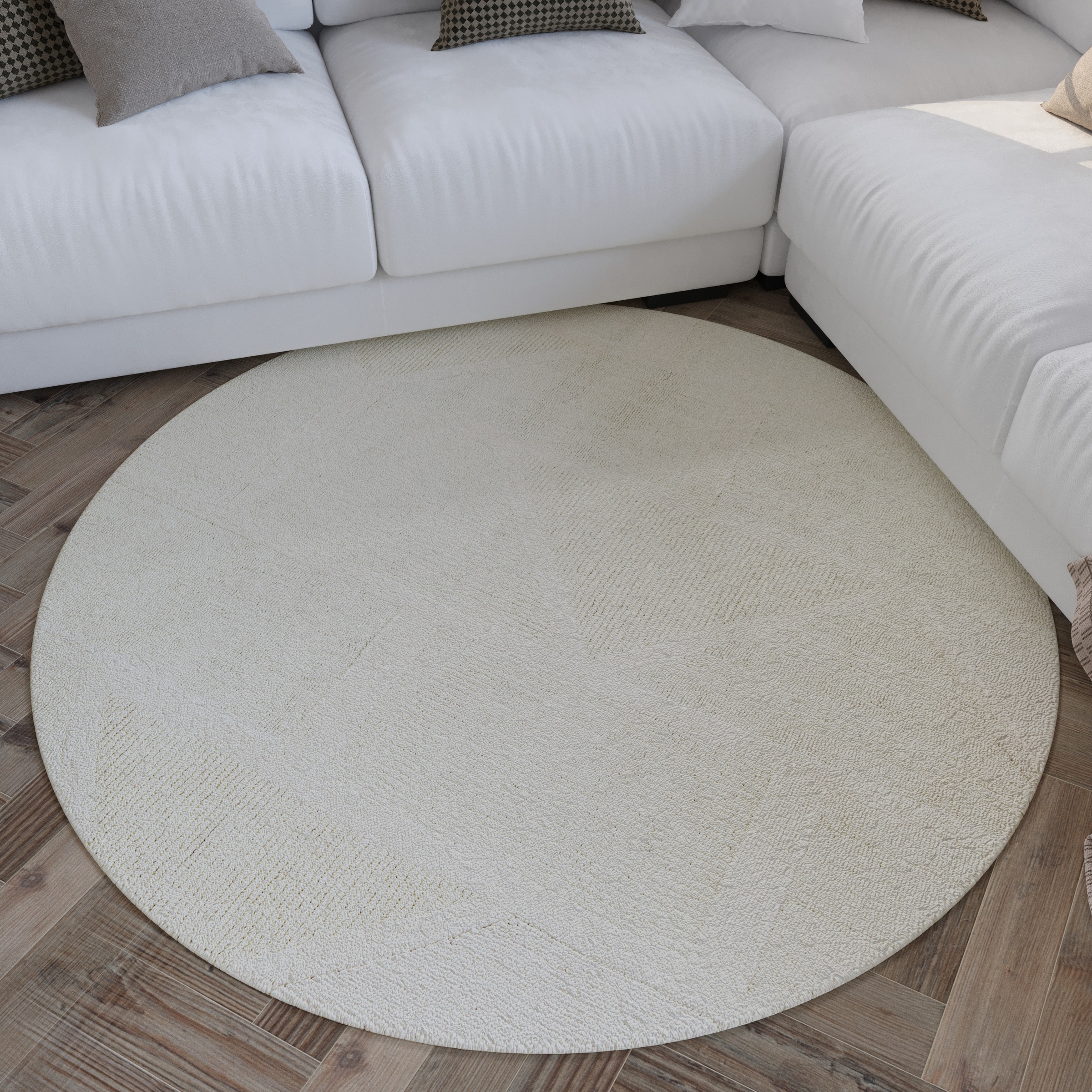 Image of Wecon home Wollteppich "Hamptons FIVETEEN" rund 15 mm Höhe Schurwolle, Kurzflor, Wohn- & Schlafzimmer, elegant, Hoch-Tief-Effekt
