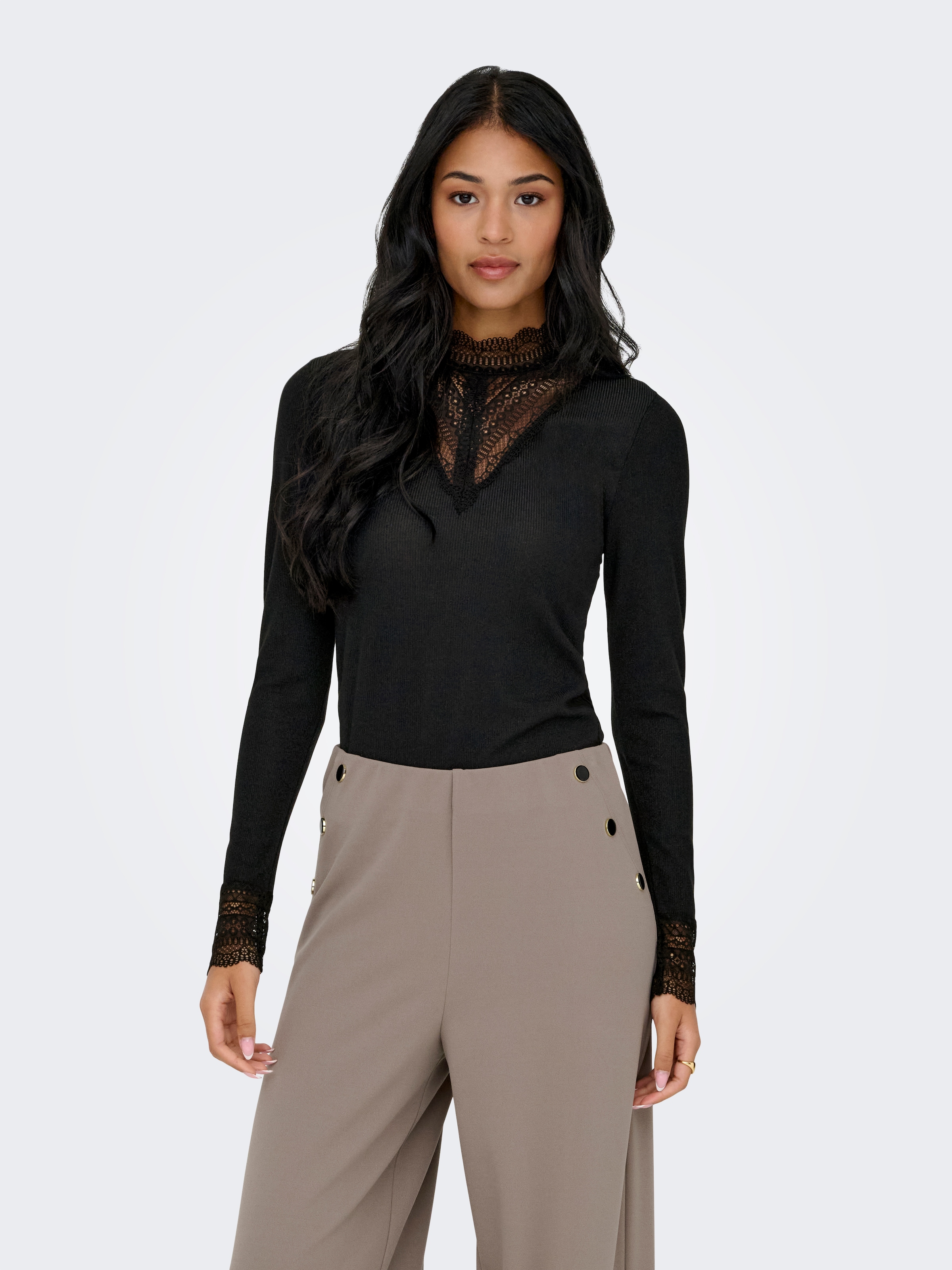 Image of ONLY Langarmshirt "ONLTILDE GLITTER L/S HIGHNECK TOP JRS" Polyester, regular fit