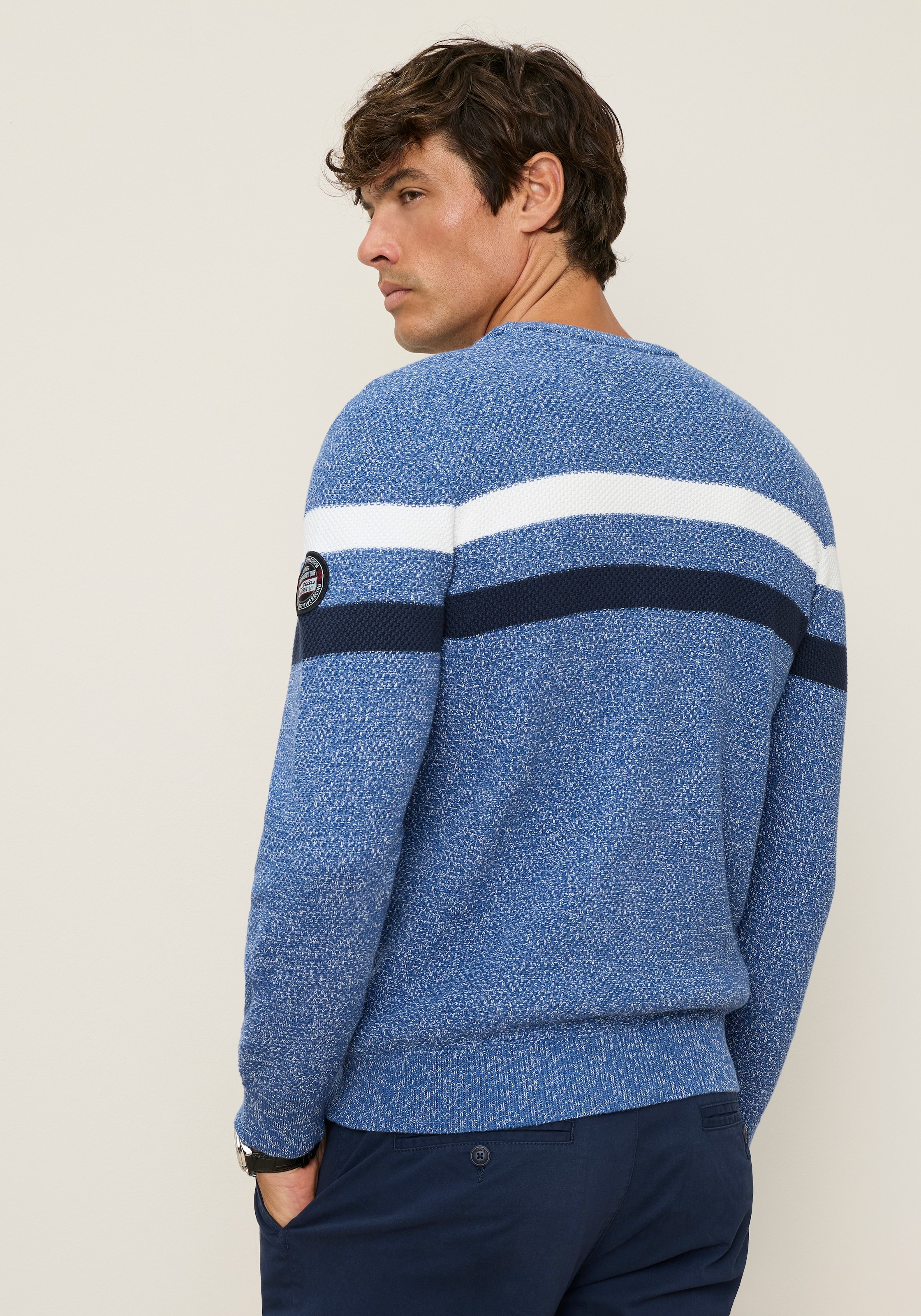 Man's World Pull à col rond »Bis Grösse 5 XL« aspect chiné