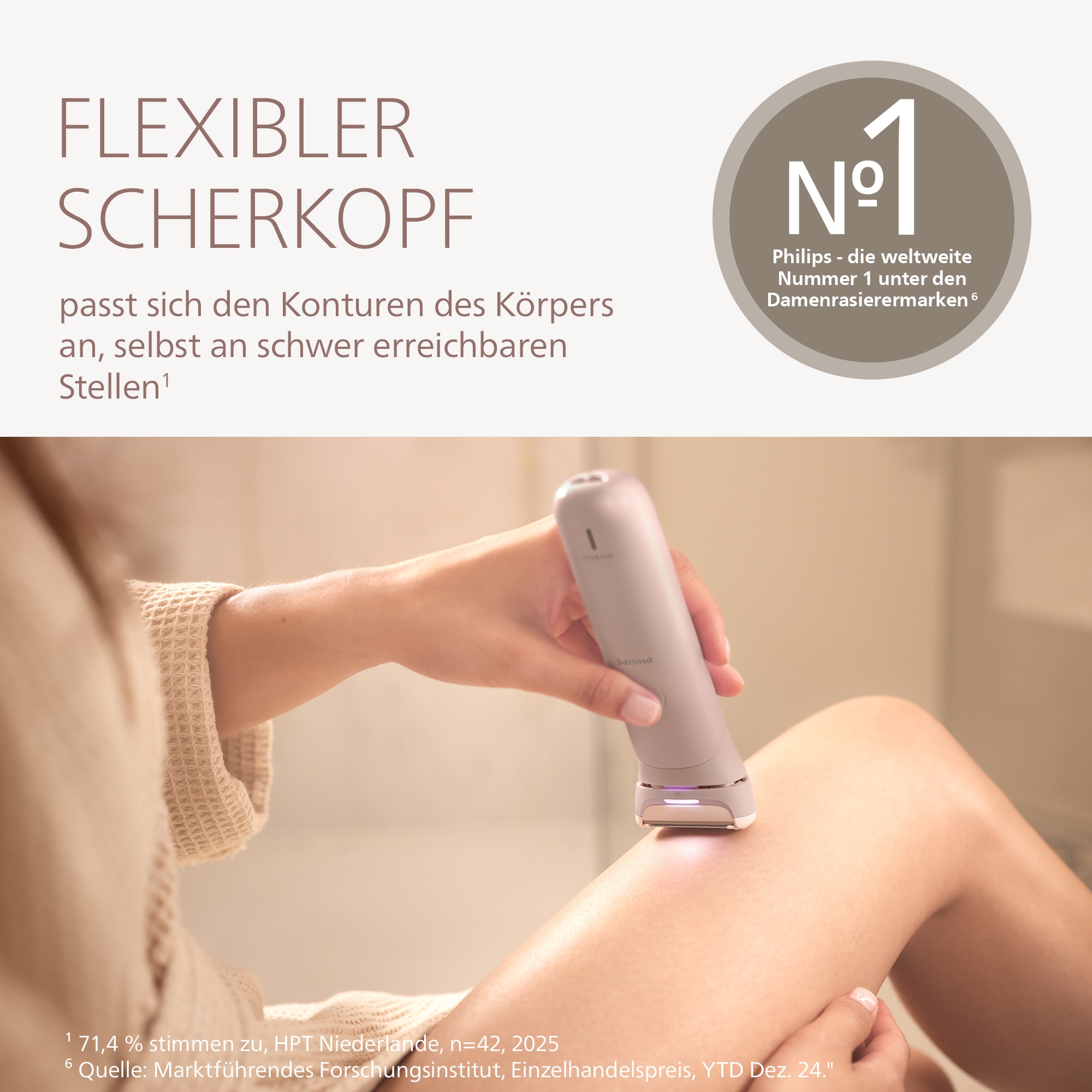 Philips Rasoir électrique pour le corps »Lady Shaver Series 8000 BRL129/00« 1 cuis Aufsätze kabelloser Rasierer, nass und trocken, inkl. Trimmeraufsatz