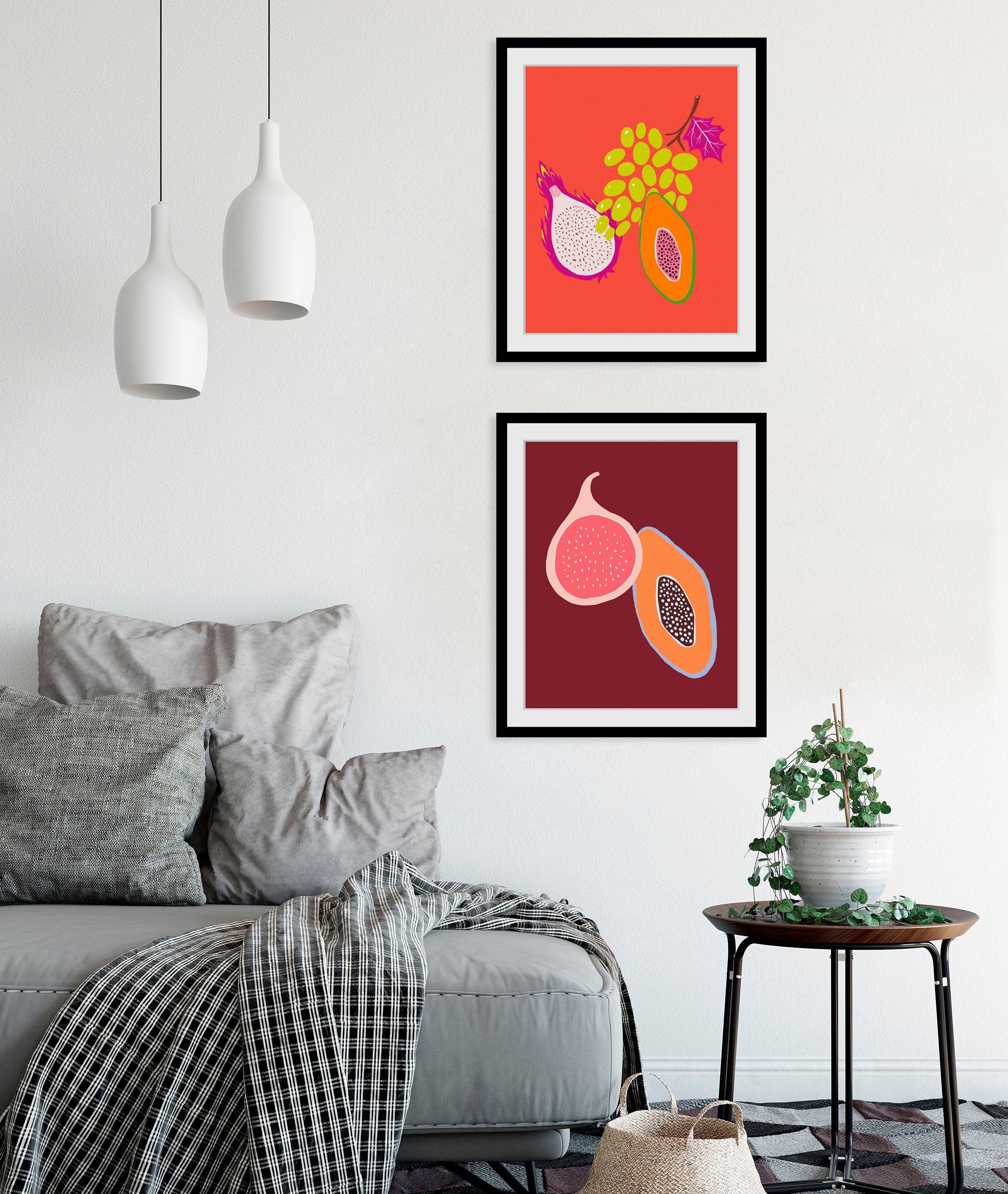 Image of queence Bild "Neele" Essen Figuren Kunst Lebensmittel Obst Obst Bilder 1 Stk. tlg. HD Premium Poster-Druck inkl. Holzrahmen