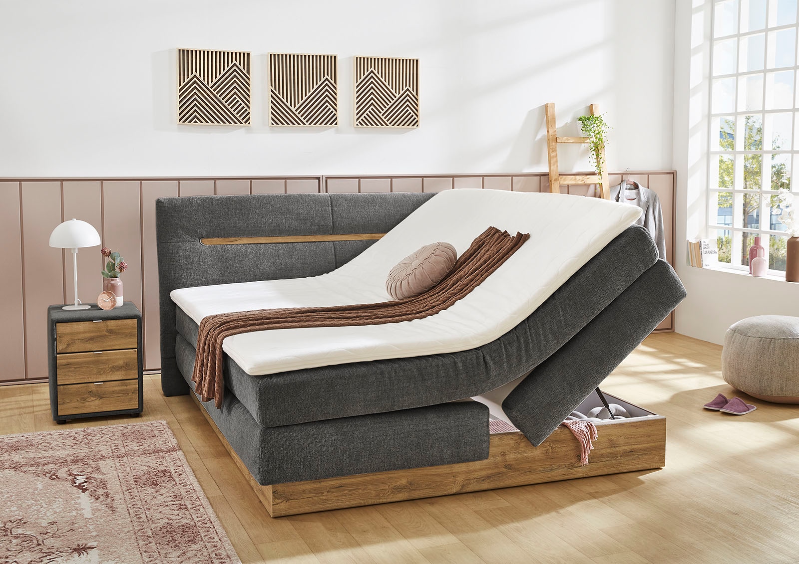 Jockenhöfer Gruppe Boxspringbett »Nika erhältlich in der Grösse 180x200cm« mit Bettkasten, 7-Zonen-Matratze, Topper, mehrere Härtegrade wählbar