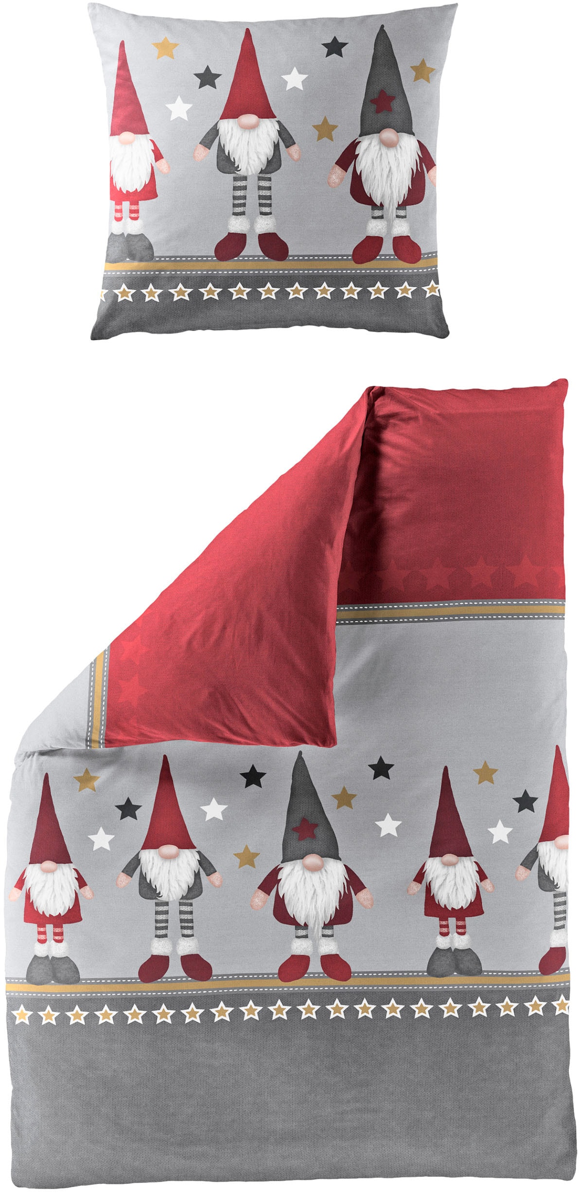 Image of BIERBAUM Bettwäsche "4104" 2 Stk. Mako-Satin und Biber, 100% Baumwolle, pflegeleicht, kuschelig weich