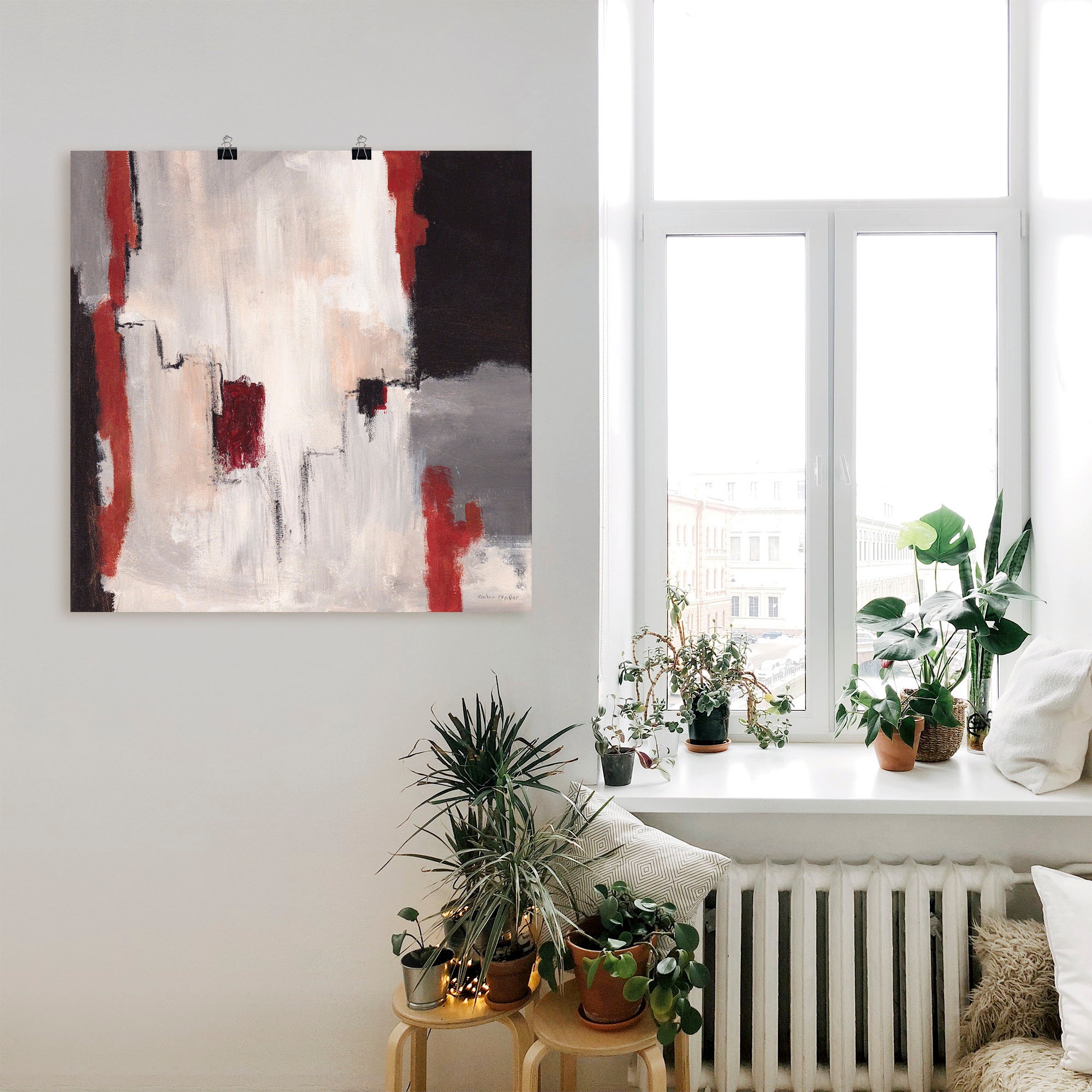 Artland Wandbild »Rot an Grau I - Abstrakt«, Gegenstandslos, (1 St.), als Alubild, Outdoorbild, Leinwandbild, Poster in verschied. Grössen