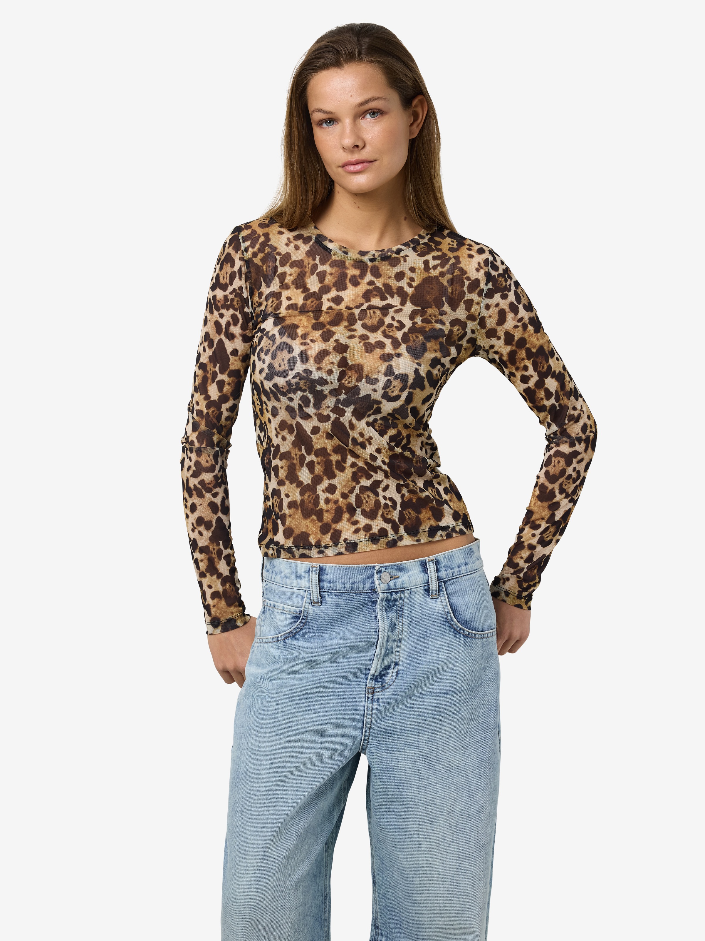 Image of Noisy may Netzshirt "NMJUDITH L/S MESH TOP BG NOOS" transparent