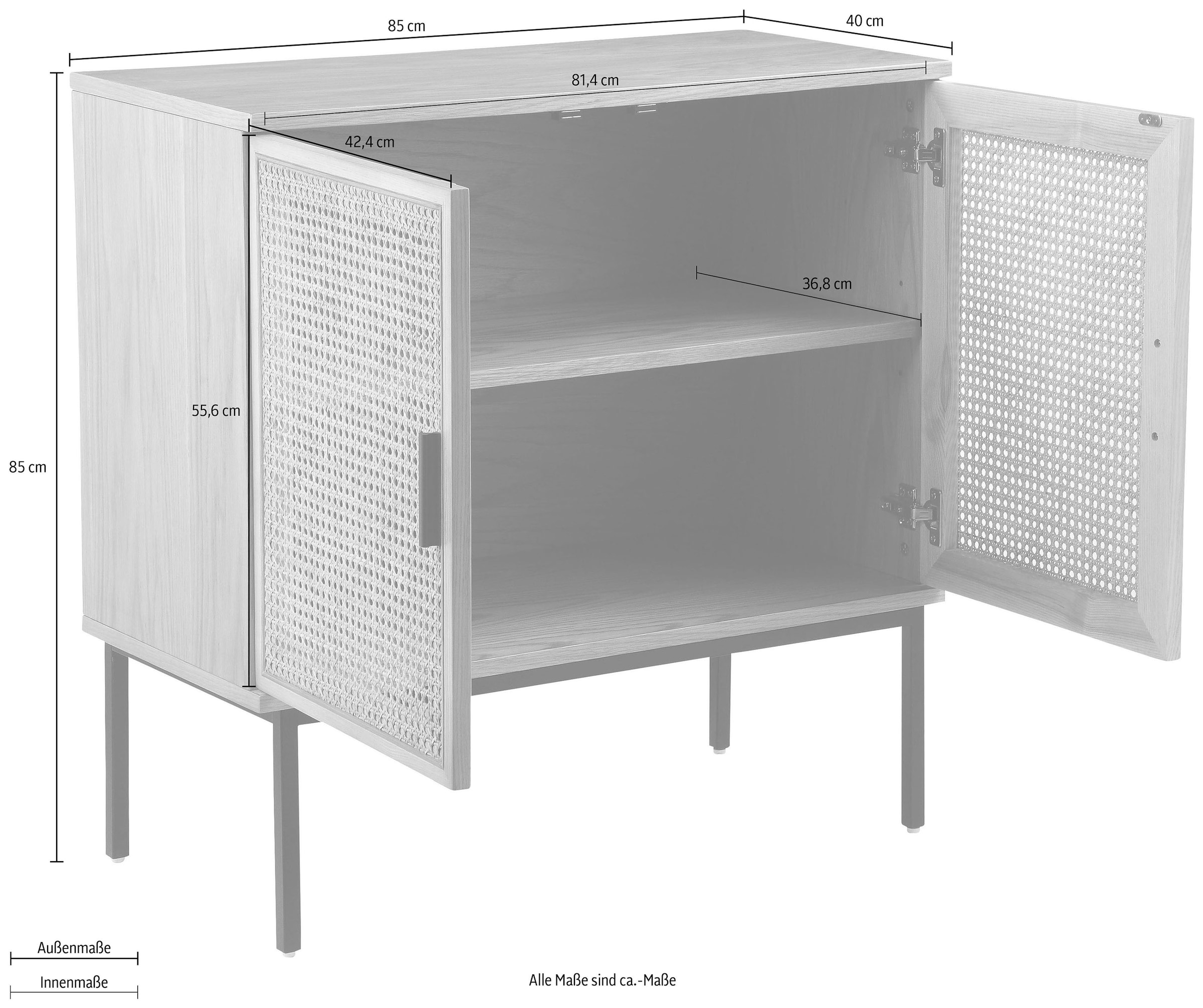 INOSIGN Sideboard »Keylea« FSC-Holz, Melamin, MDF, Metall & ABS mit Soft-Close, Breite 85 cm