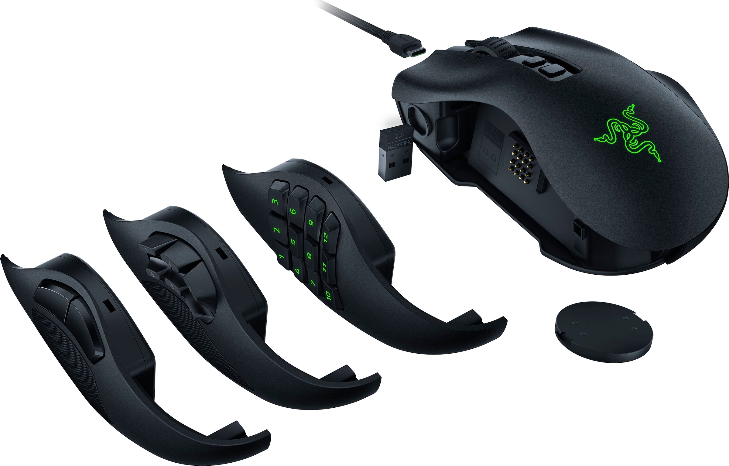 RAZER Gaming-Maus »Naga V2 Pro«, Bluetooth-RF Wireless-kabelgebunden