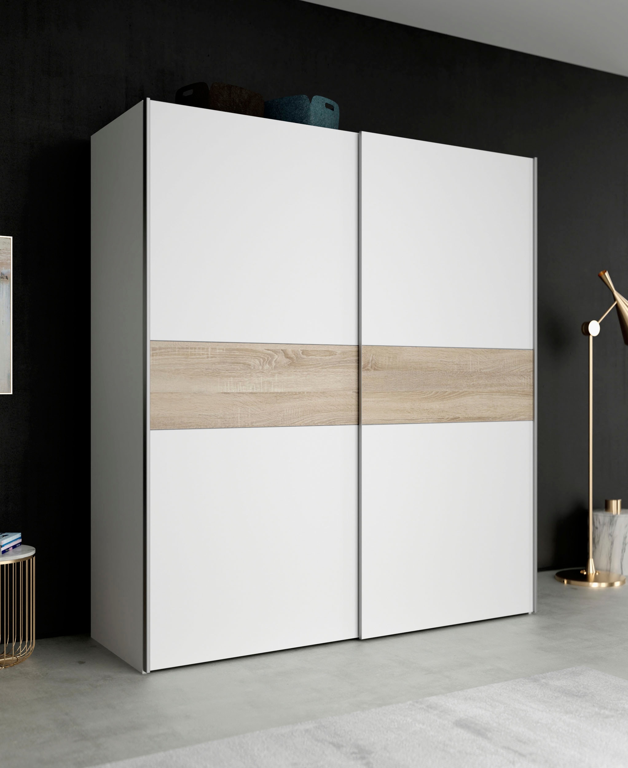 Image of FORTE Schwebetürenschrank "Longline, Made in Europe, 2 Schiebetüren, modernes Design" melaminbeschichtet