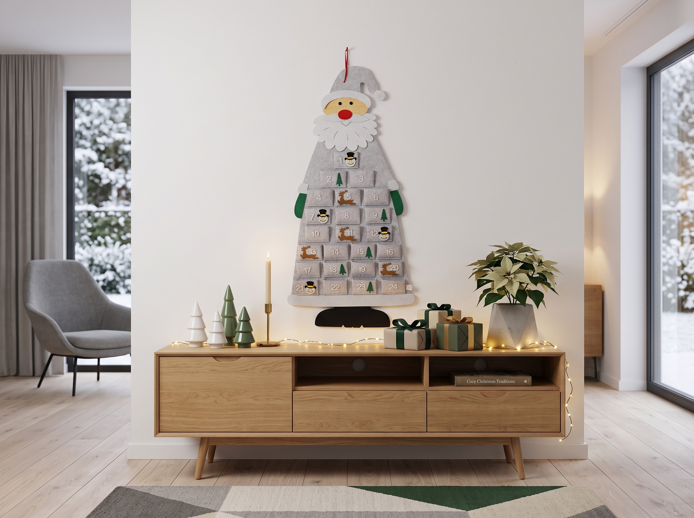 GOODproduct Adventskalender »Weihnachtsmann aus Filz mit 24 unbefüllten Taschen« Es liegt keine Altersempfehlung vor ca. 100x55cm, zum Hängen an Tür oder Wand, wiederverwendbar