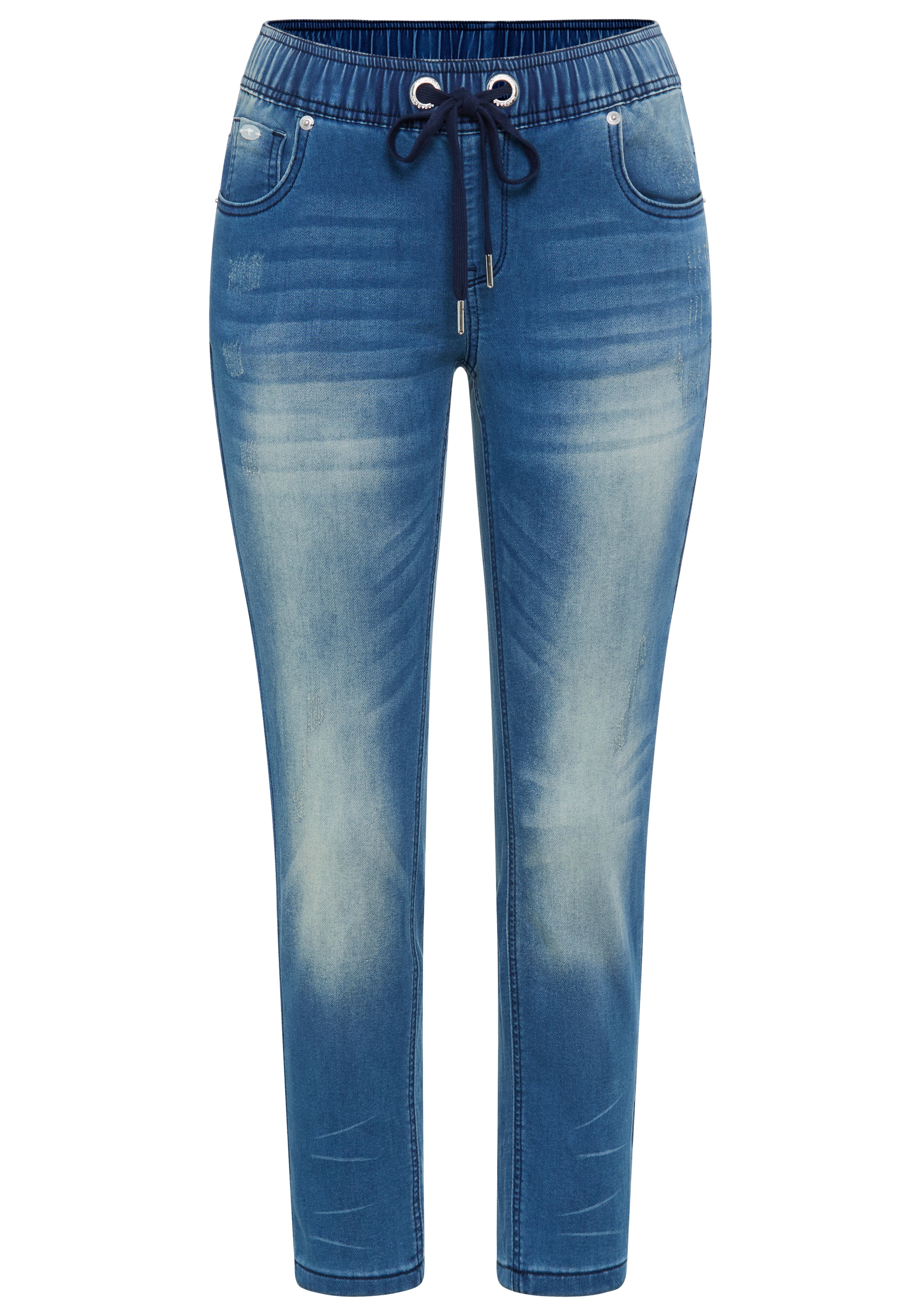 KangaROOS Jogg Pants »7/8 JOGG-DENIM« weites Bein,  mit Used-Waschung,  hohe Leibhöhe,  7/8-Länge