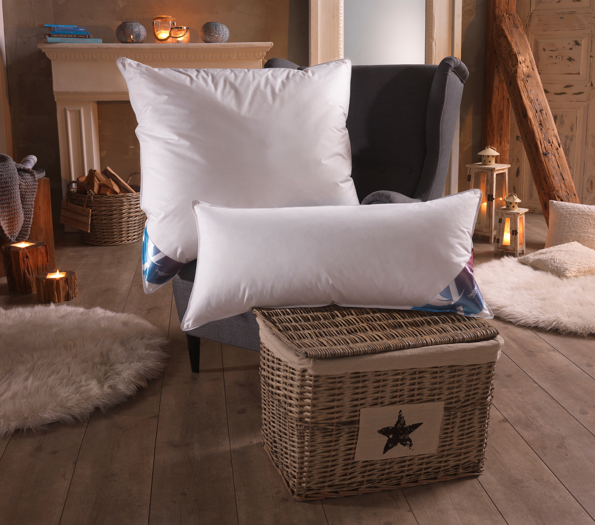 Image of Haeussling Federkopfkissen "Hygge Home Plissee (biobasiert)" Füllung: 85Entenfederund15Entendaune 1 Stk. tlg.