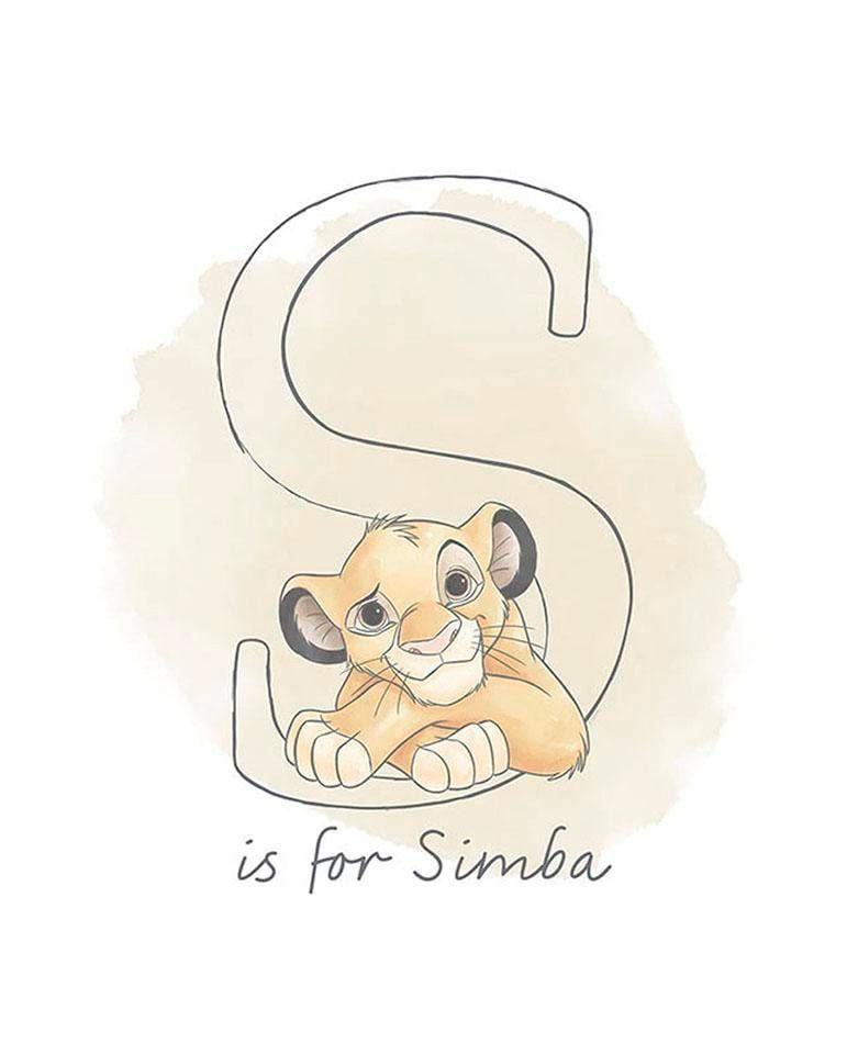 Image of Komar Bild "S like Simba" Disney 1 Stk. tlg. Wandbild zur Dekoration im Kinderzimmer - ohne Rahmen