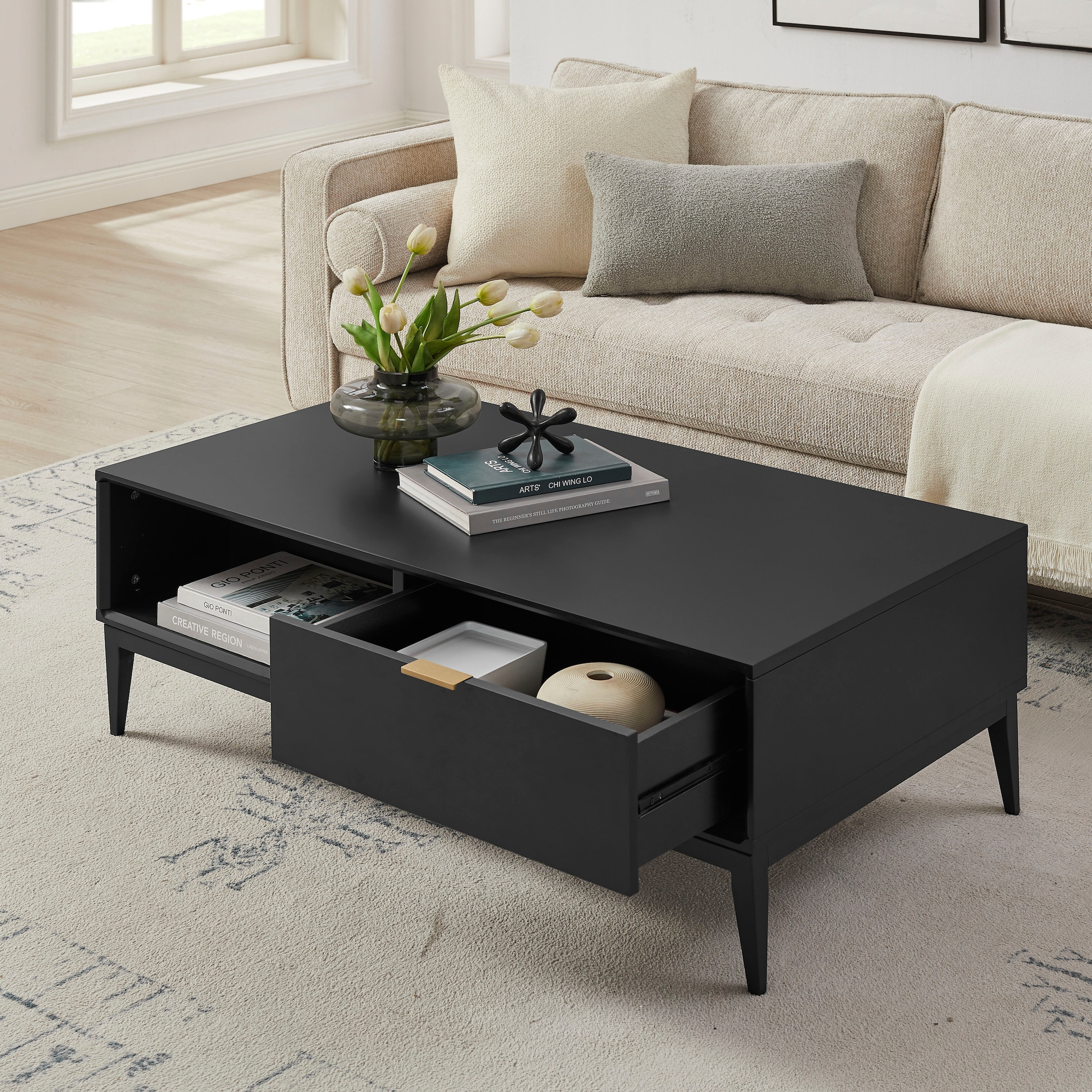 Leonique Table basse »Lavisha« Keramikplatte, Eisengestell und FSC-zertifiziertes Holz, Breite 110 cm