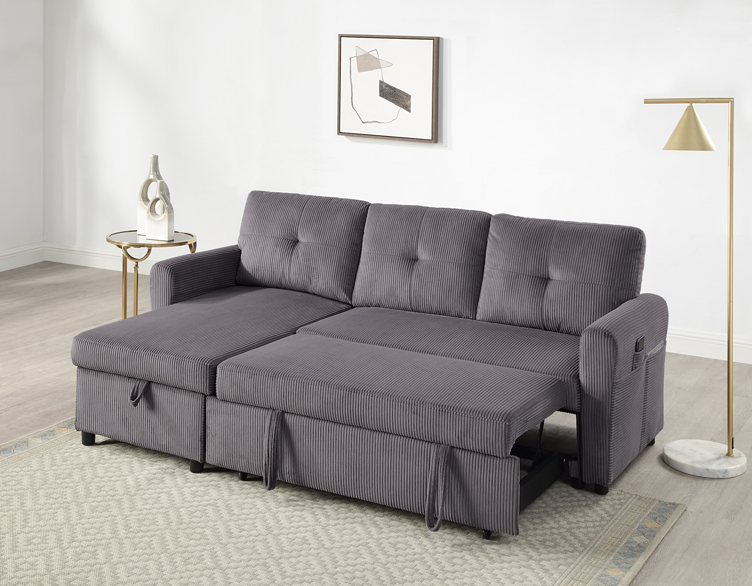 ATLANTIC home collection Schlafsofa »Gustavo L-Form«, mit Schlaffunktion, Stauraum & seitlichen Taschen