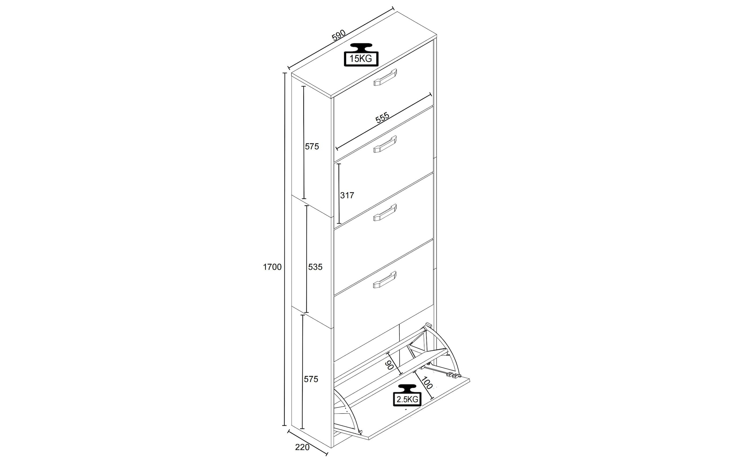 VCM Schuhschrank »Halom XL 59 x 170 cm«