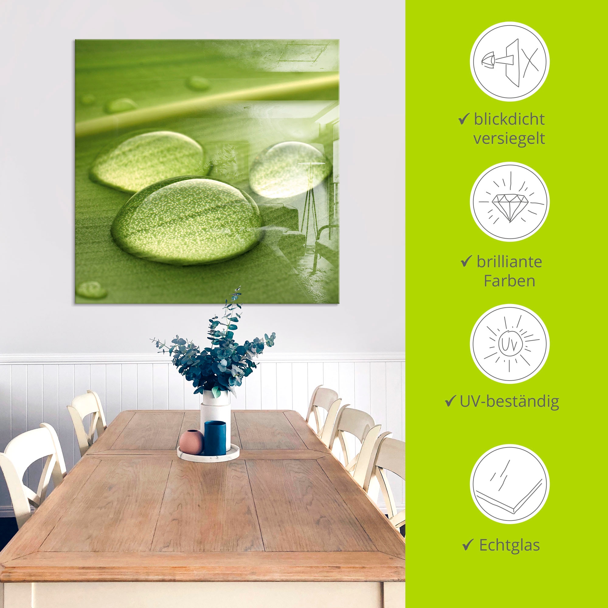 Artland Glasbild »Wassertropfen«, Zen, (1 St.), in verschiedenen Grössen