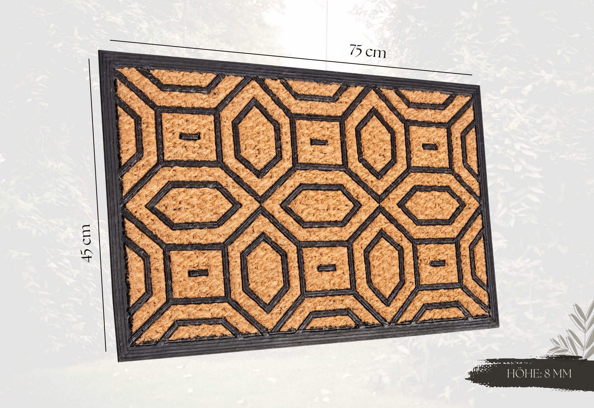 HANSE Home Fussmatte »Mix Mats Gummi Kokos Diamonds, Türmatte«, rechteckig, 8 mm Höhe, Strapazierfähig, pflegeleicht, robust, wetterfest, UV-beständig