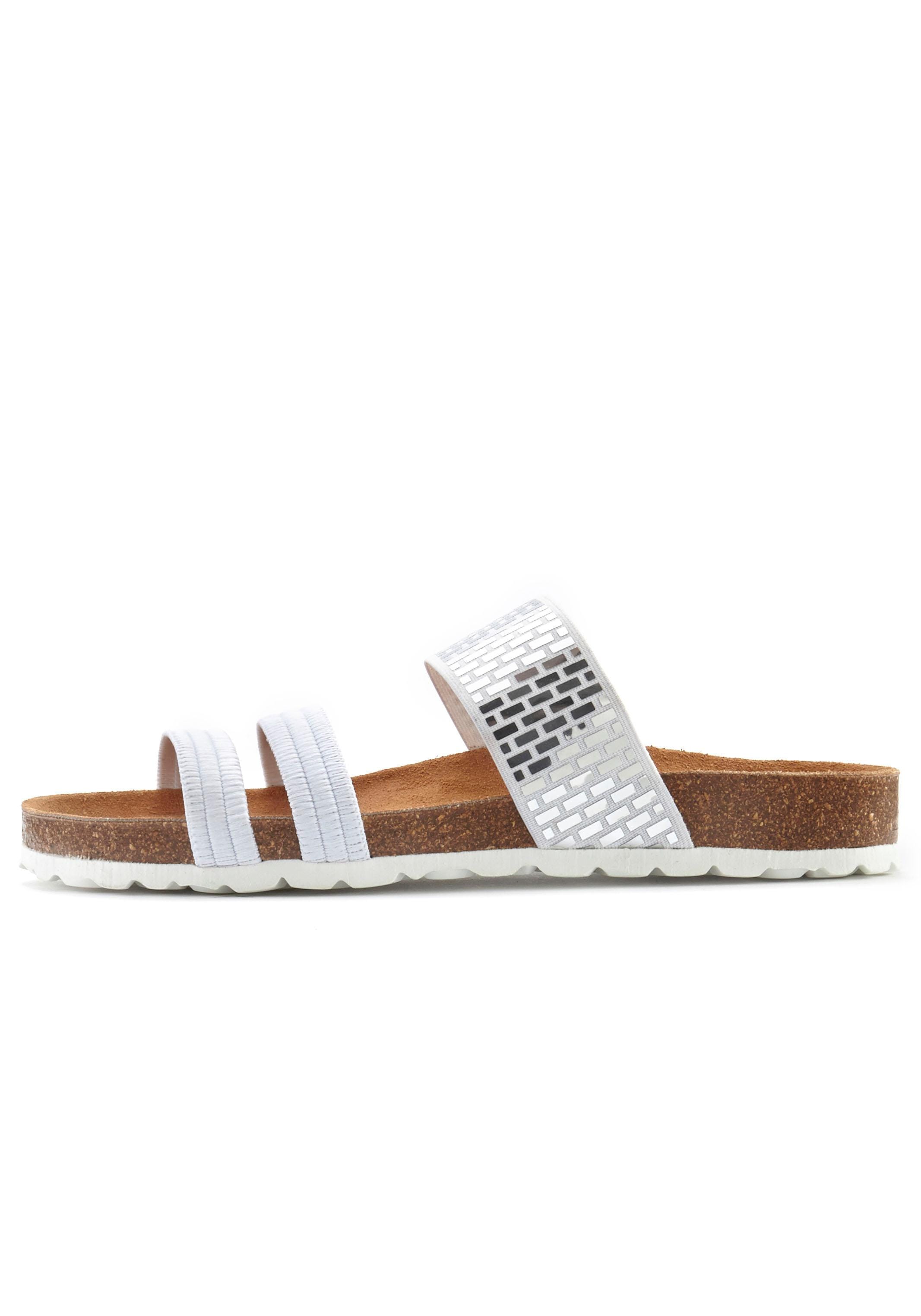 LASCANA Pantolette »Mule, Sandale, offener Schuh,«  mit Komfortkorkfussbett aus Leder und elastischen Riemchen