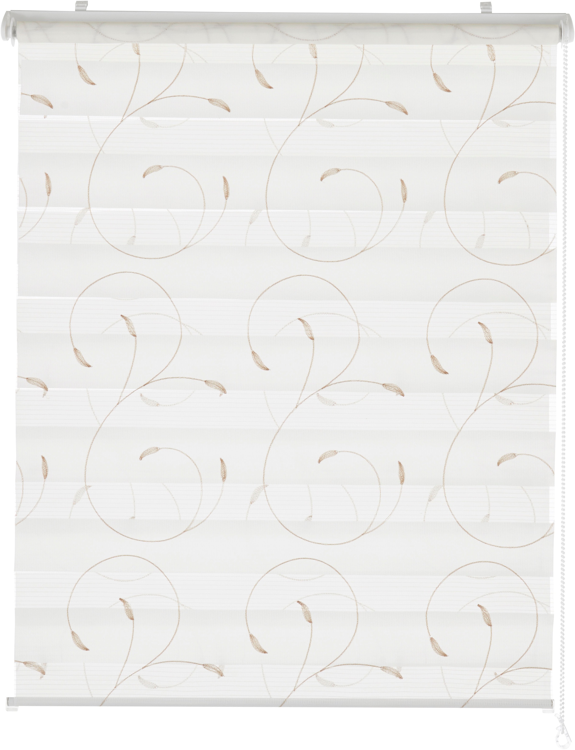 Image of my home Doppelrollo »Clara«, Lichtschutz, ohne Bohren, freihängend, Klemmfix, im Fixmass, mit Stickerei, Ranken, floral, bestickt, Klemmträger bei Ackermann Versand Schweiz