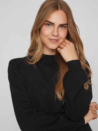Vila Pull à col rond »VIRIL TURTLE-NK BALLOON L/S TOP - NOOS« mélange de matériaux, coupe régulière