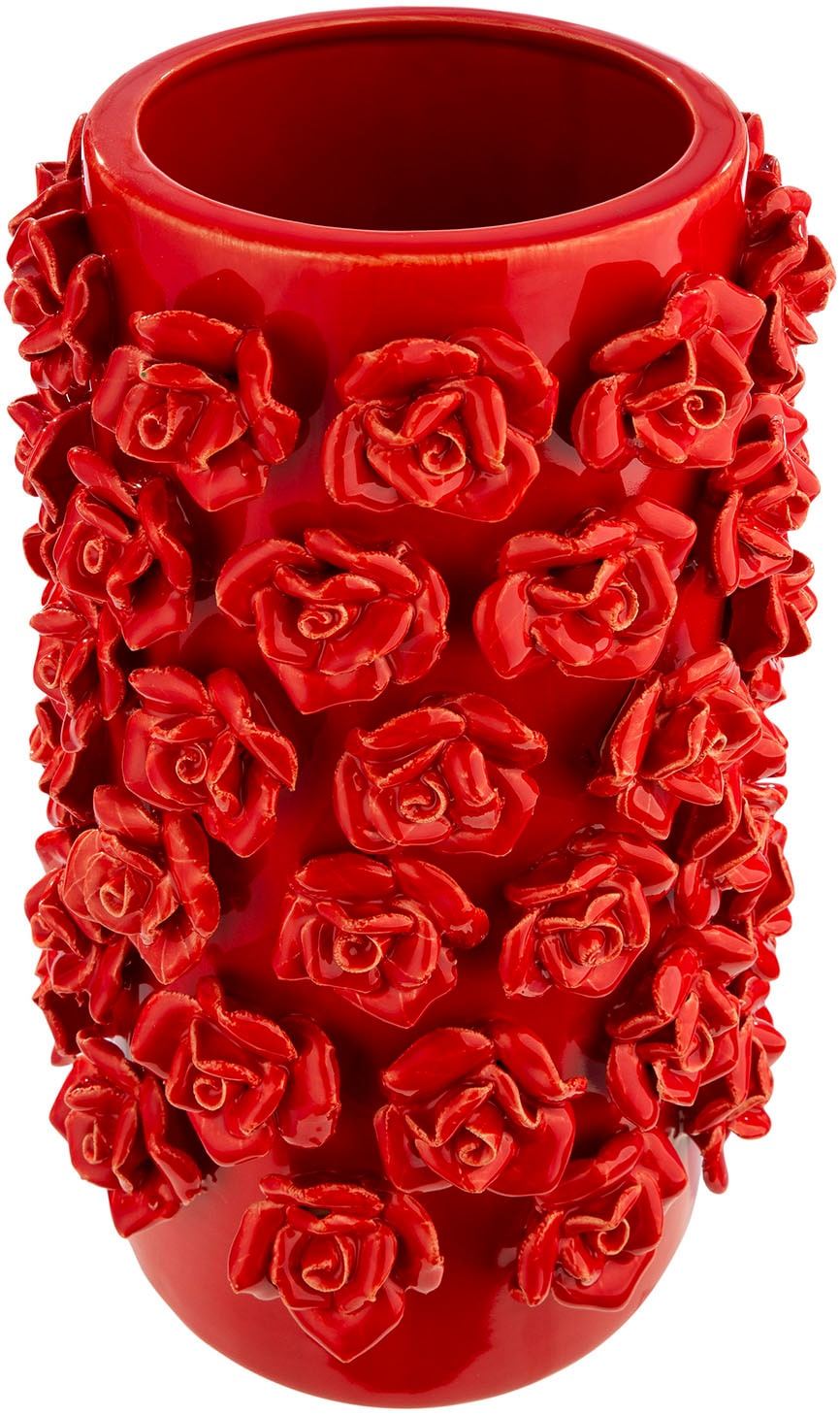 GILDE Tischvase »Vase zylindrisch Roses rot H. 30,5 cm«