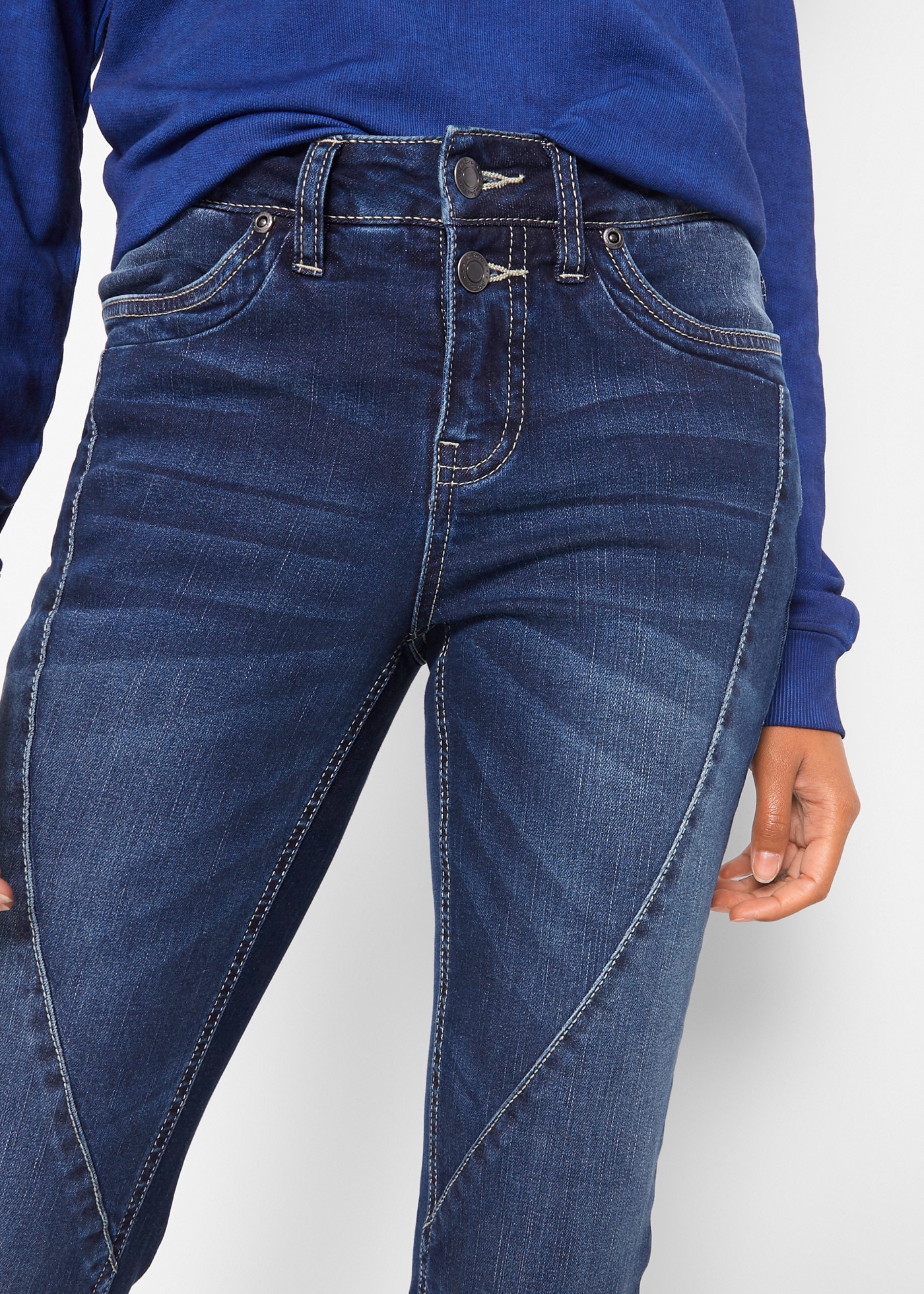 bonprix Bootcut-Jeans »Bootcut Jeans Mid Waist, Stretch« Regular Fit, mit Teilungsnaht an der Vorderseite