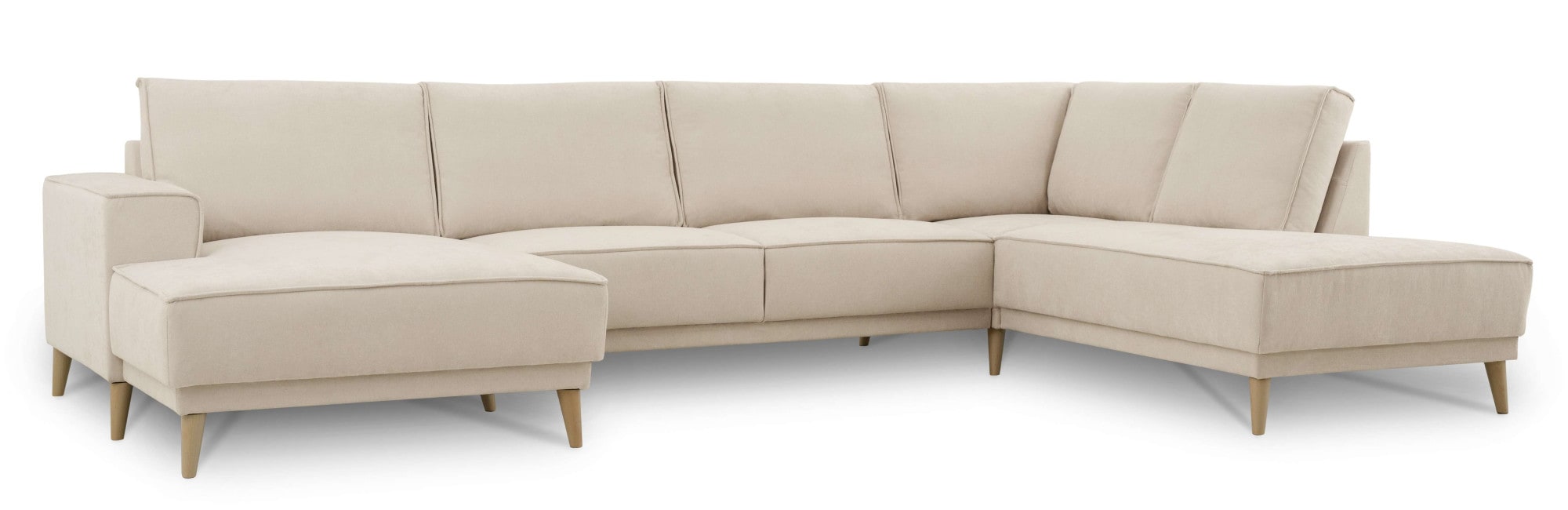 GOODproduct Wohnlandschaft »Oland Skandi, weicher Chenille-Stoff« U-Form, 345 cm, Wellenunterfederung, Skandi-Design, Massivholzfüsse