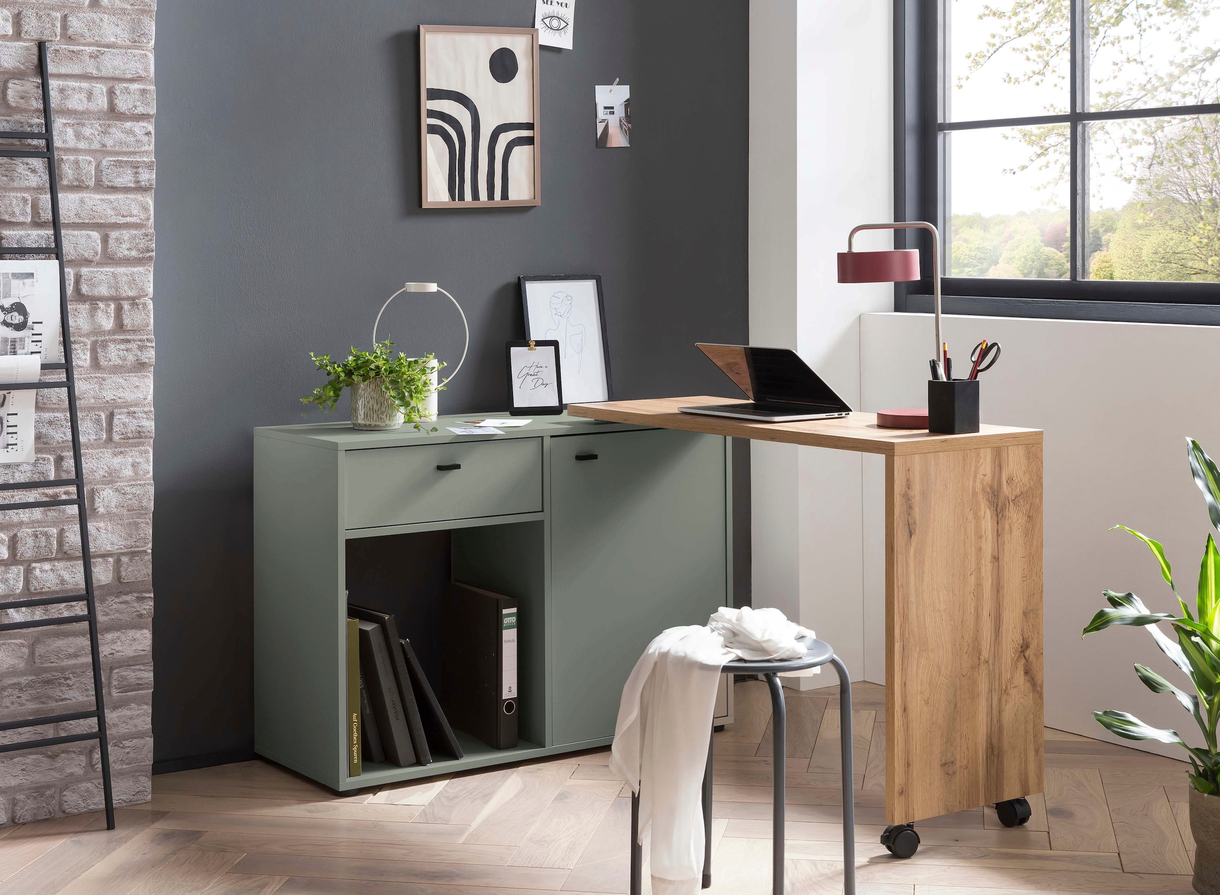 Schreibtisch »Tiny Working«, praktisch im Home Office, Sideboard mit flexibler...
