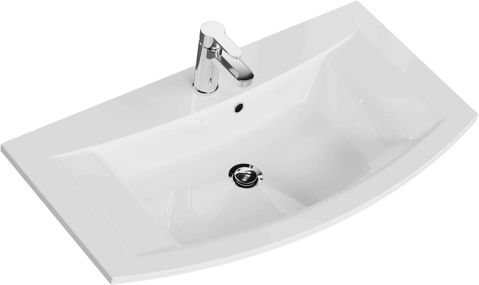 Saphir Waschtisch »Serie 7045 Mineralmarmor-Waschtisch und Unterschrank, 91 cm breit« Waschplatz mit 2 Schubladen, Badmöbel Set mit Waschtisch