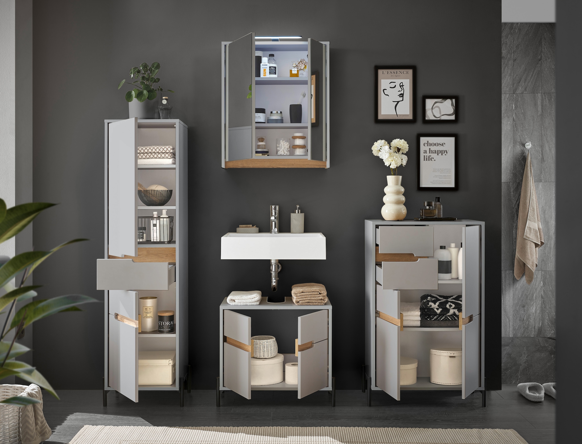 BASIC by Balculina Armoire haute »Avanto 40x155x35 cm« 1 cuis tlg. largeur 40 cm, fermeture douce pour portes, FSC-Mix 70%