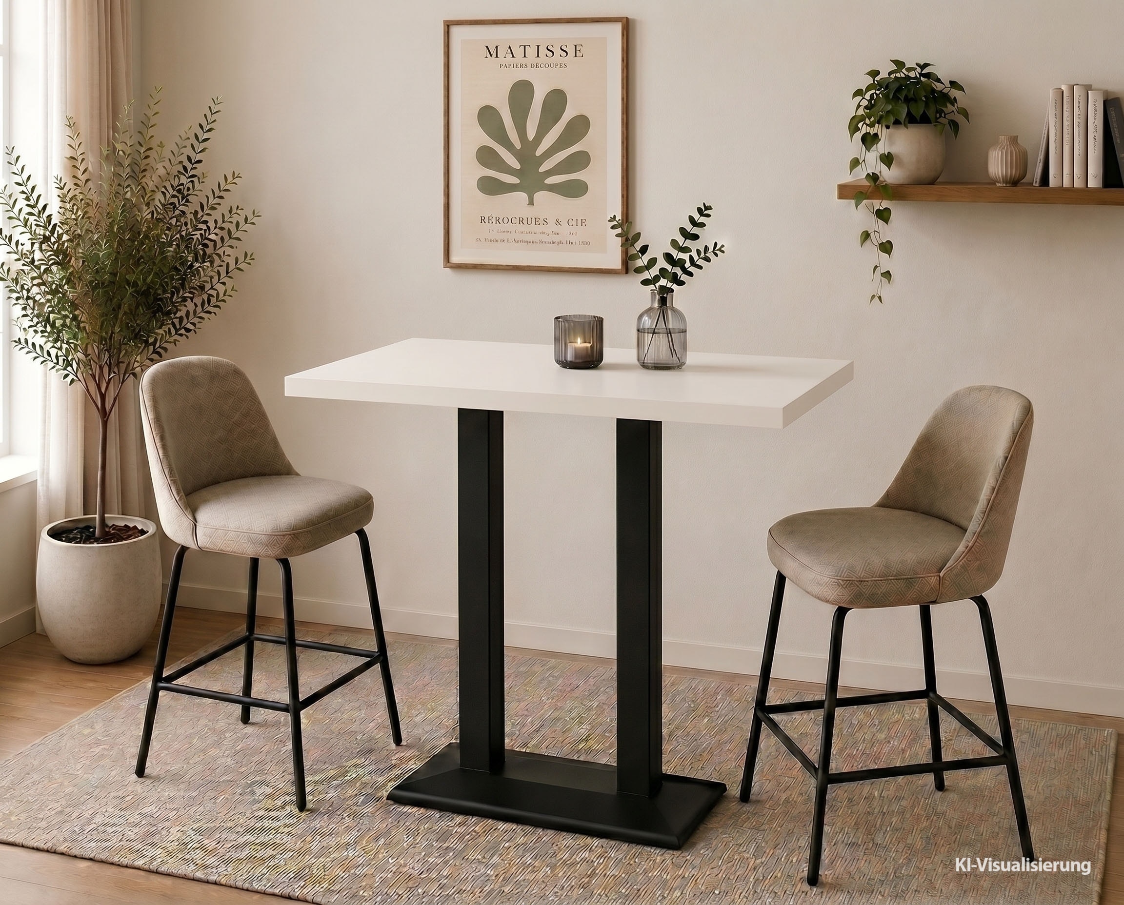 Mäusbacher Table de bistrot »Big Bistro Metall« Structure à double colonne, plateau carré LPH 120x105x70 cm
