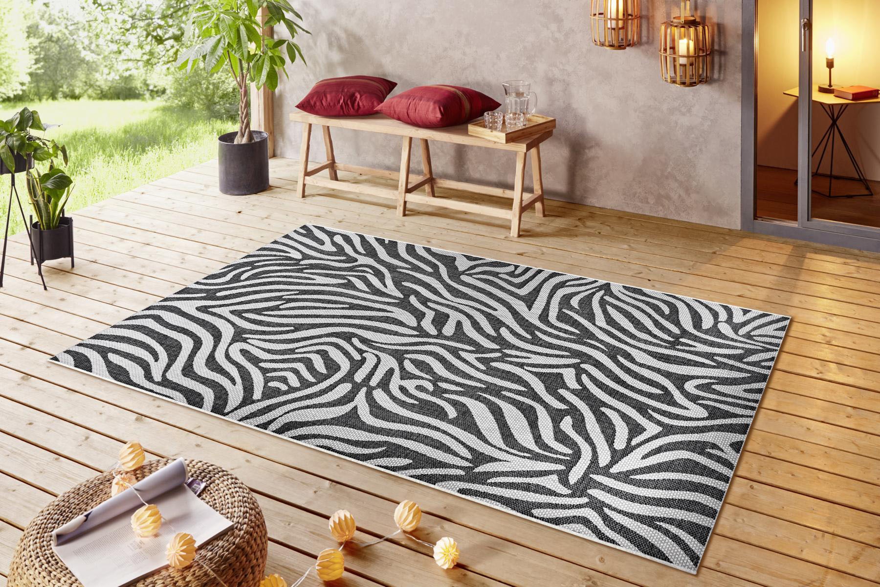 NORTHRUGS Teppich »Cebra«, gekettelt, confortablement Design, rechteckig, acheter Flachgewebe Pflegeleicht Zebra Robust