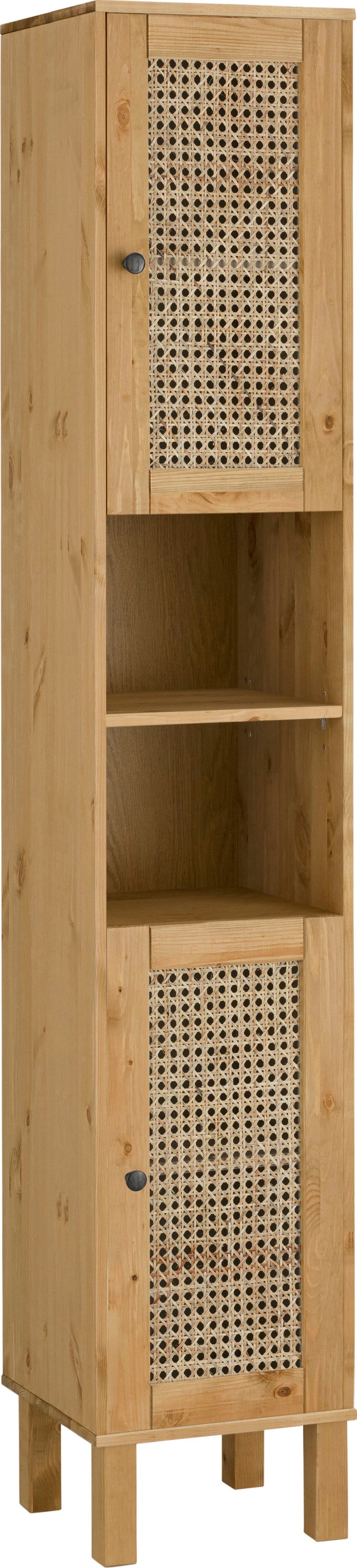 Image of Home affaire Hochschrank »Roan«, aus Kiefer massiv mit Rattan-Einsatz, Breite 32 cm bei Ackermann Versand Schweiz