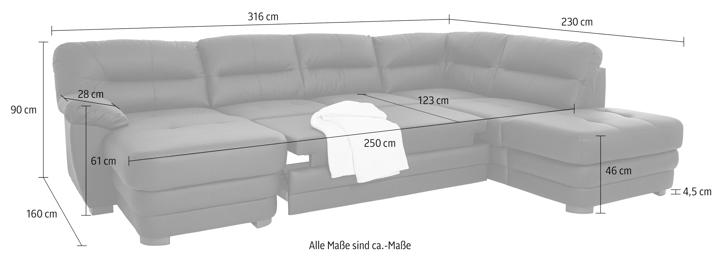 COTTA Wohnlandschaft »Royale U-Form«, wahlweise mit Bettfunktion