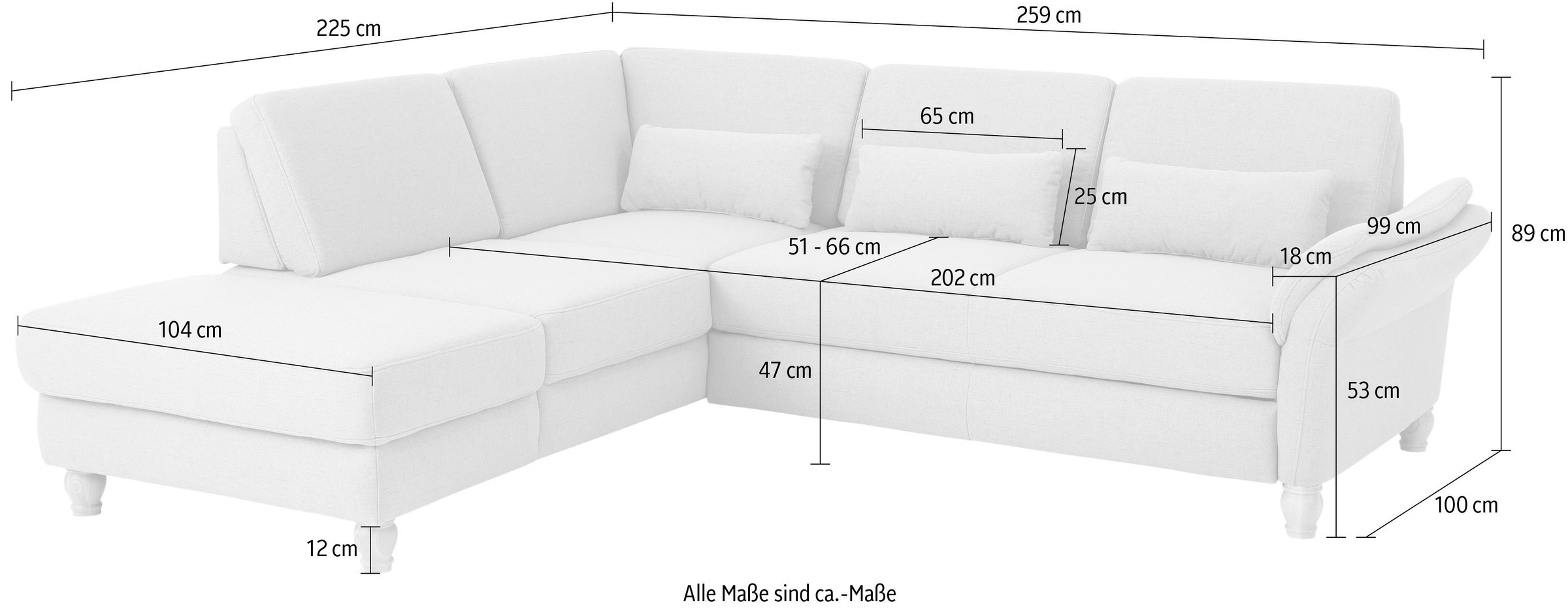Home affaire Ecksofa »Palace L-Form« incl. Sitztiefenverstellung, wahlweise mit Schlaffunktion und Stauraum