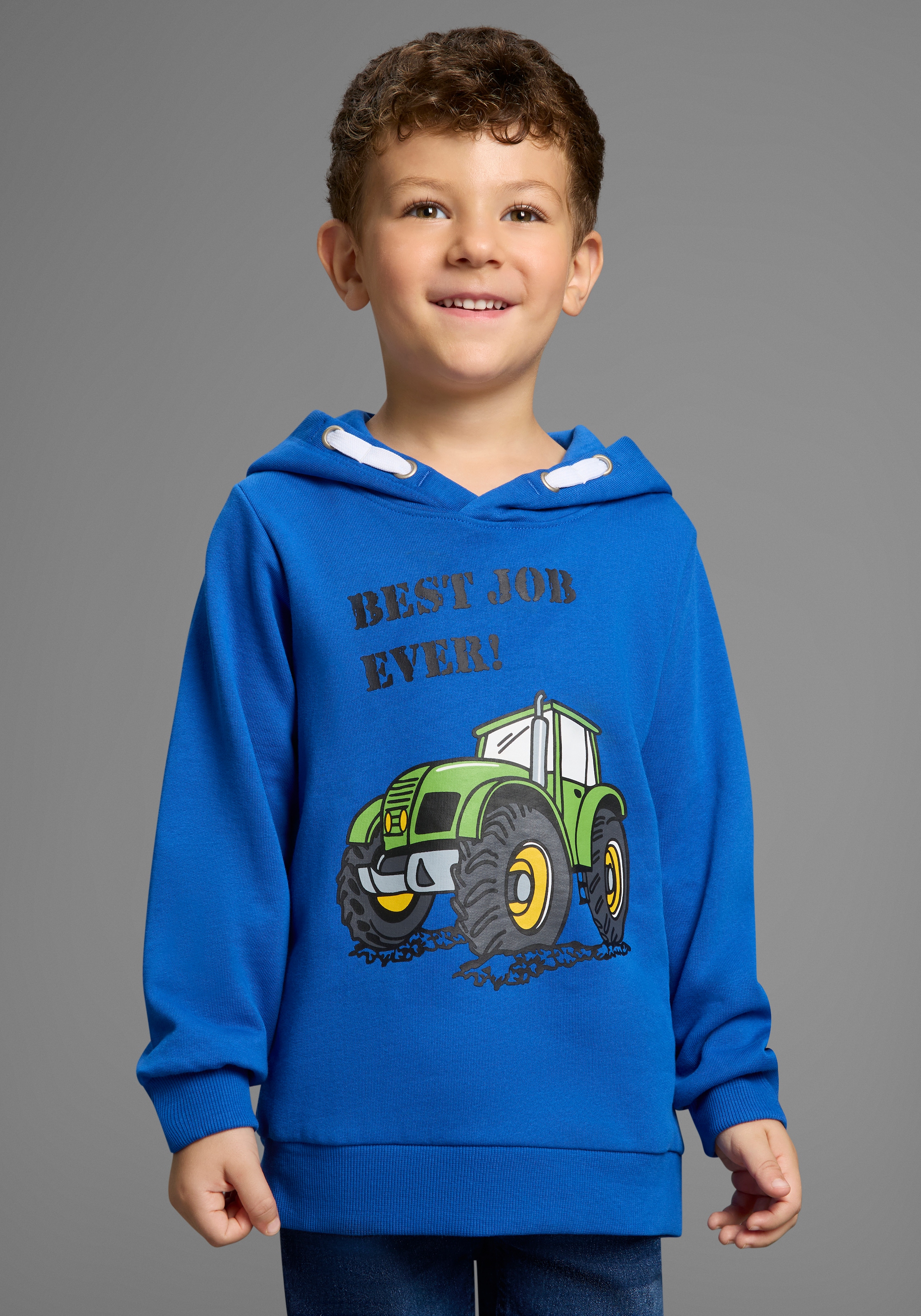 Image of KIDSWORLD Kapuzensweatshirt "BEST JOB EVER", Kapuzensweatshirt mit Traktor-Print