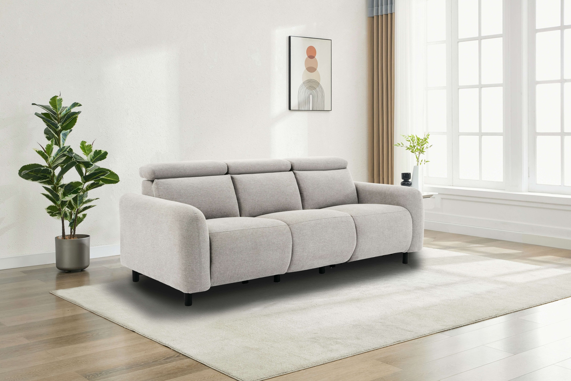 GOODproduct 3-places »SKAANE Struktur-Sofa, 229 cm, manuelle-u. elektrische Relaxfunktion« Fonction relaxation sur 2 sièges, dossier réglable, rembourrage à ressorts