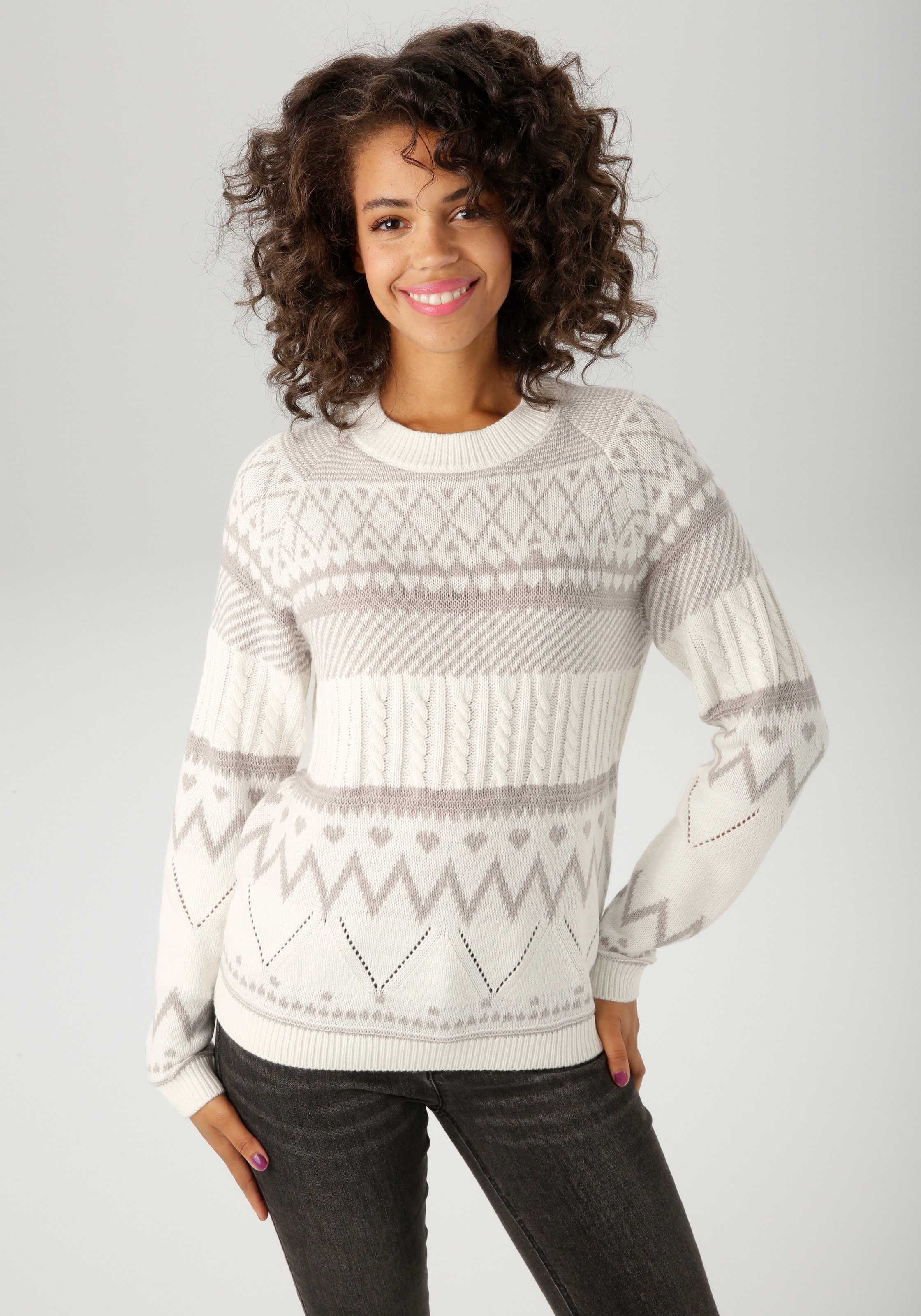 Image of Aniston CASUAL Strickpullover im trendigen Muster-Mix